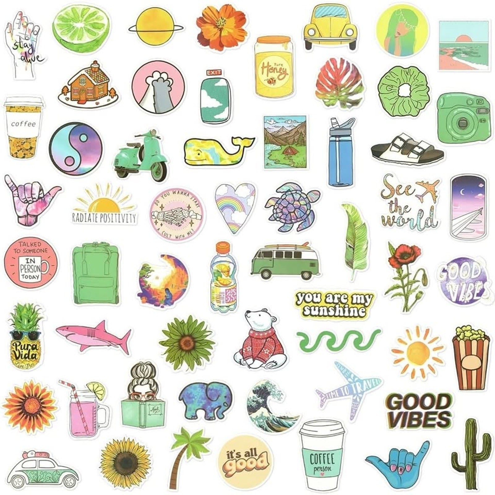 Stickers for Water Bottles, 100 Pack/PCS Cute Vsco Vinyl Aesthetic Waterproof...