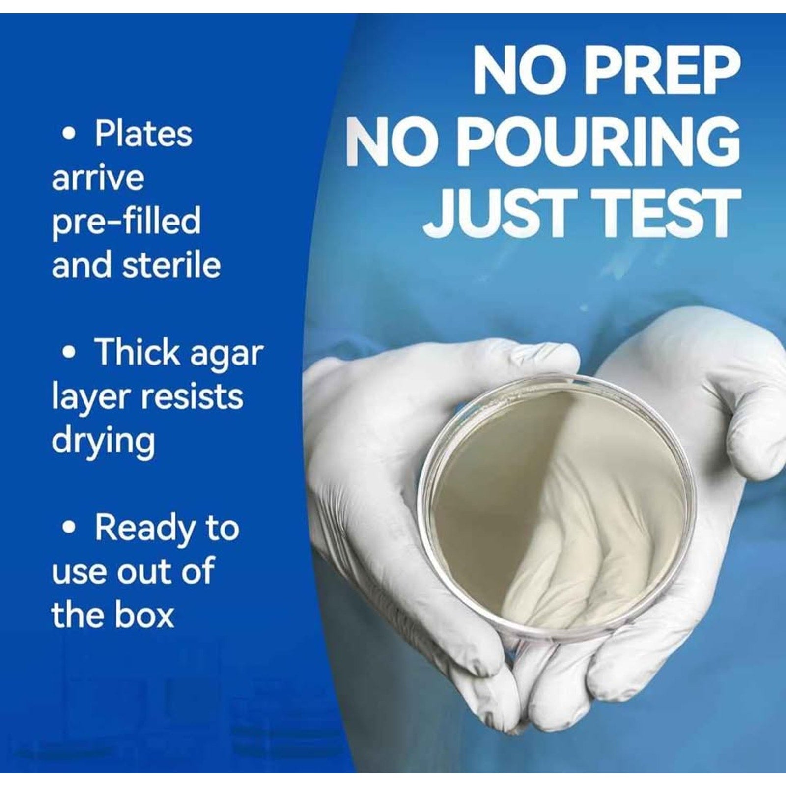 LB Agar Plates – 10 Pre-Poured Sterile Petri Dishes & 15 Sterile Swabs
