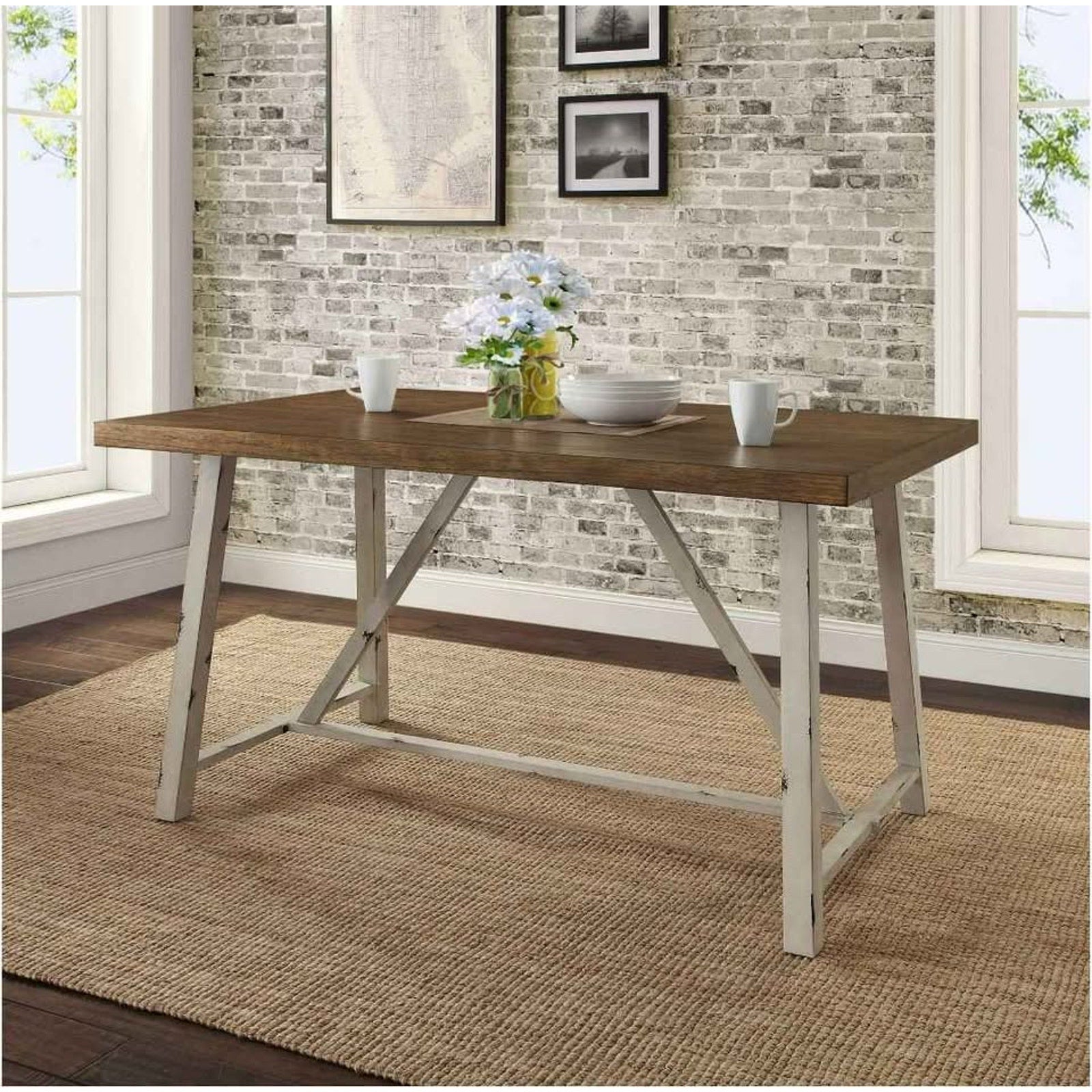 Better Homes and Gardens Collin Wood and Metal Dining Table 58.5" x 35.5" x 30" H
