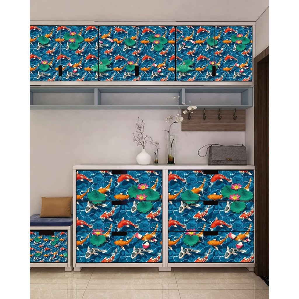 15.74x15.74 inches x 6Pcs Navy Fish in Water Self-Adhesive Decal