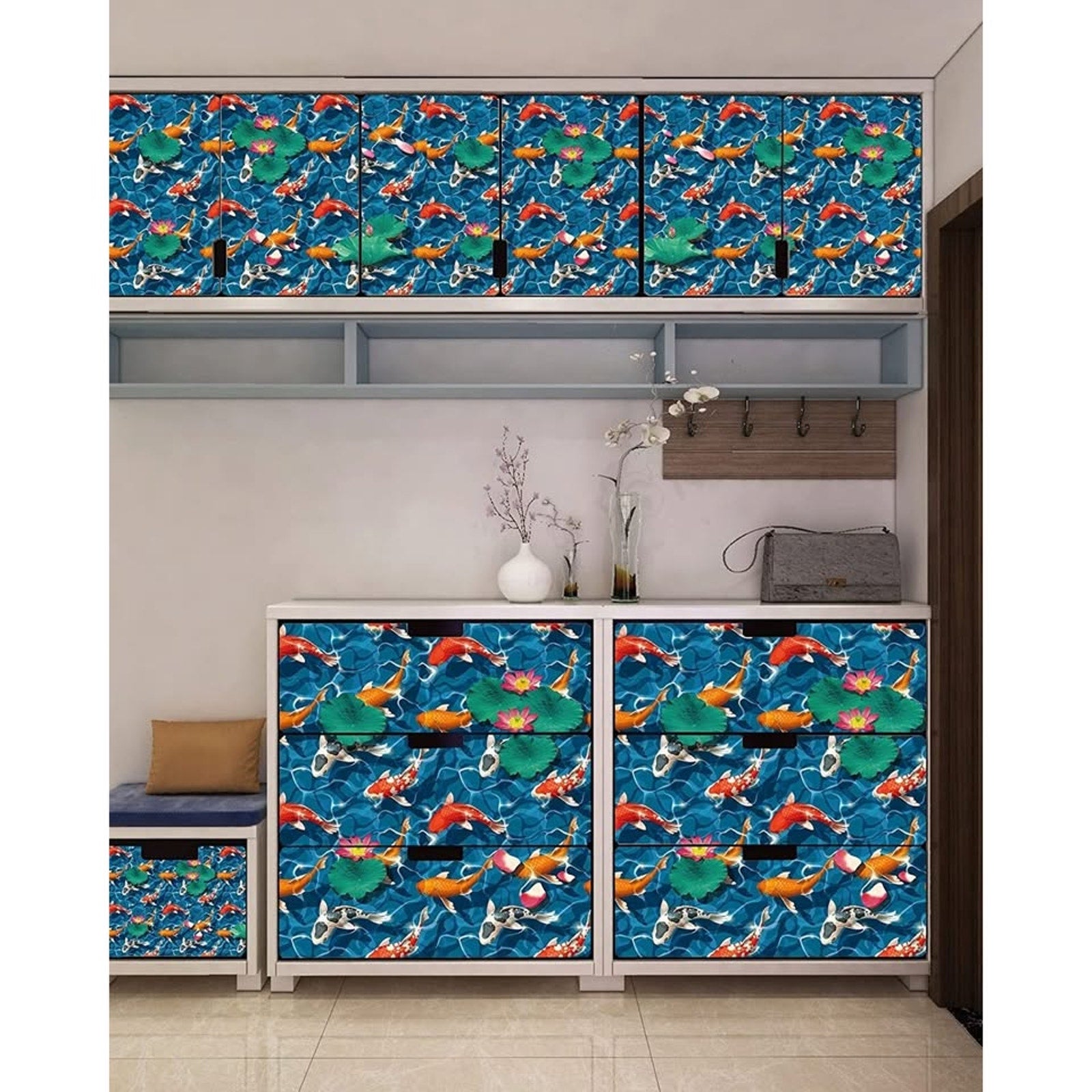 15.74x15.74 inches x 6Pcs Navy Fish in Water Self-Adhesive Decal