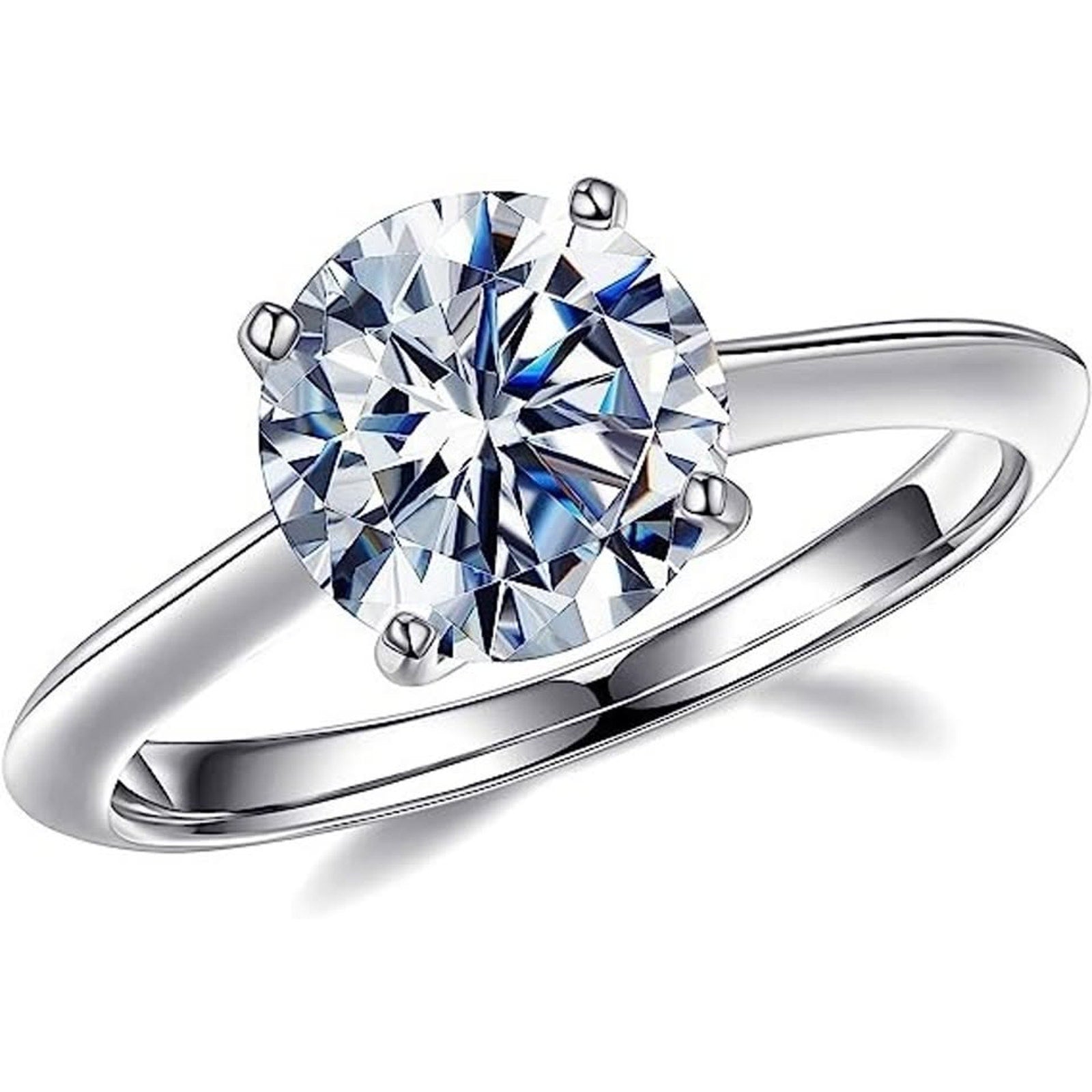 2CT Moissanite Engagement Rings For Women, Round D Color (Not Real Diamond)