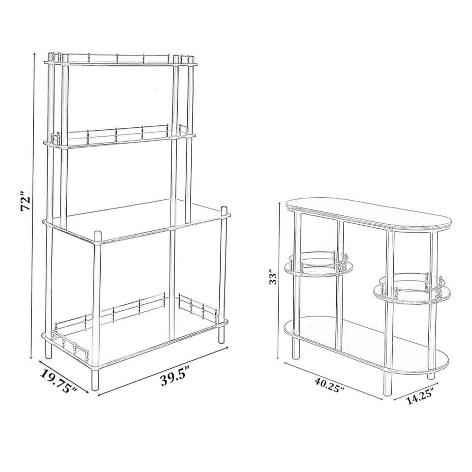 Fabulaxe Set of 2 Pieces, Bartender Serving Display Station, Bar Console Working Counter with Open