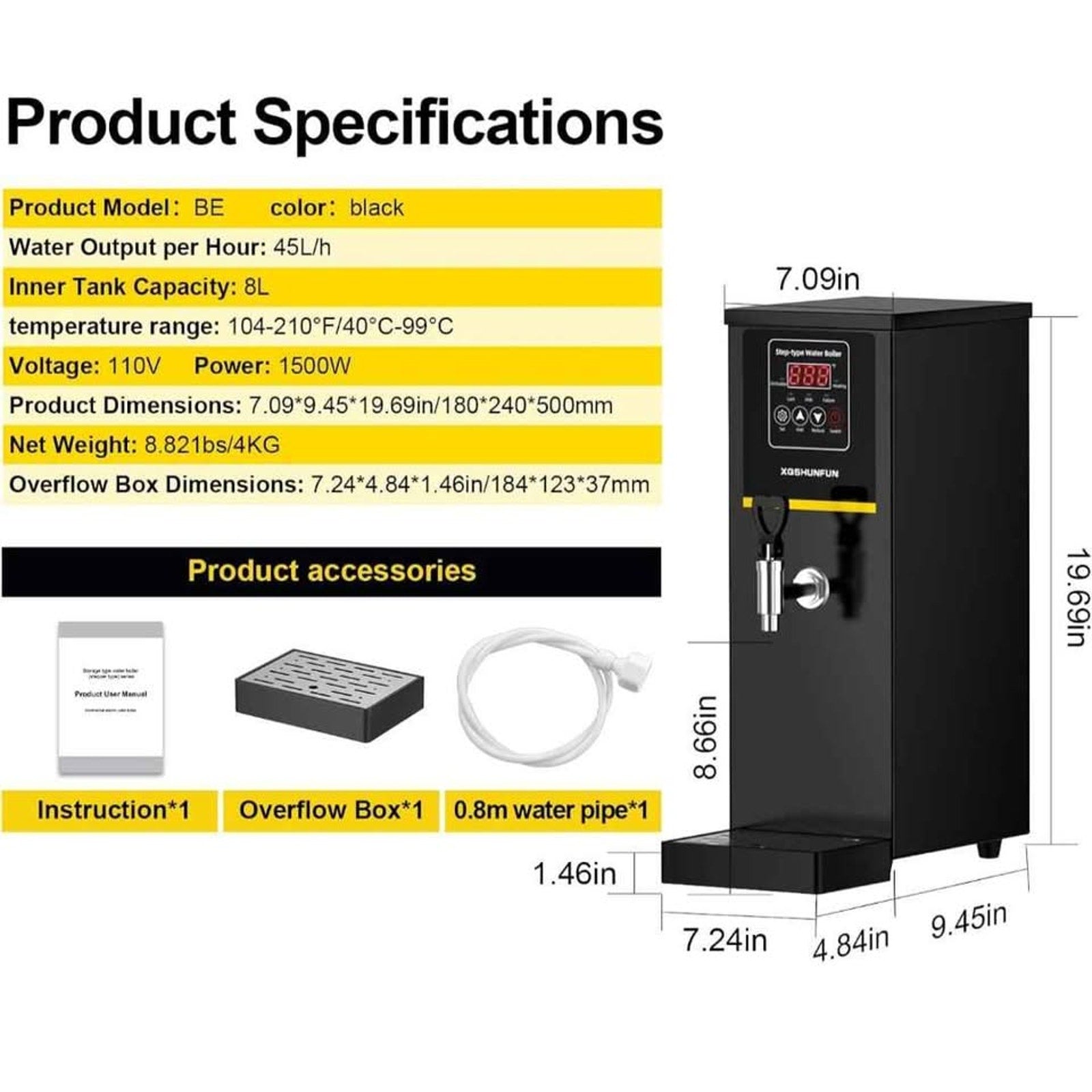 Brand new Commercial Hot Water Dispenser, 8.45 Qt. NUEVO boiler de agua professional