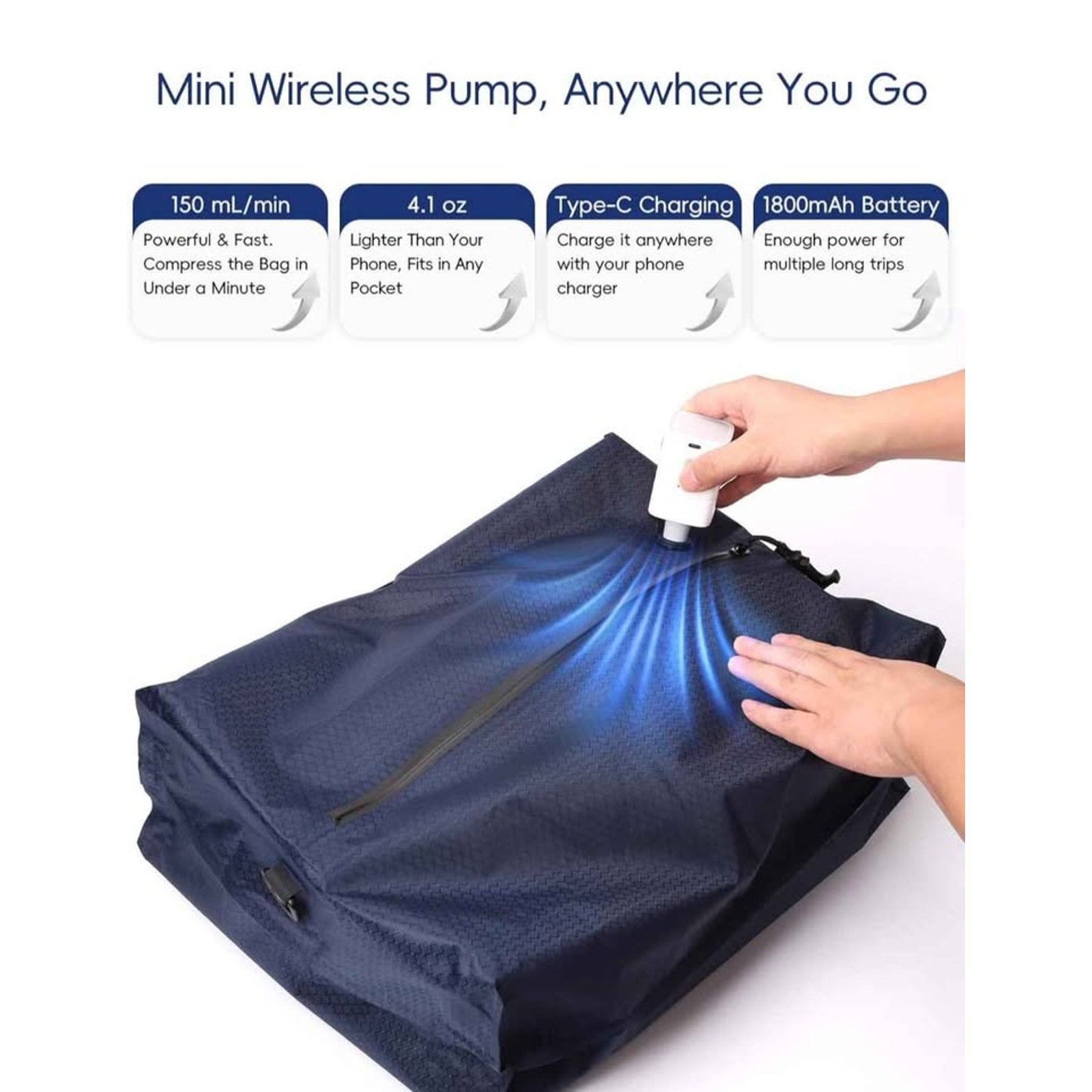 2PACK Travel Vacuum Bags With Wireless Pump Airtight & Waterproof For Traveling