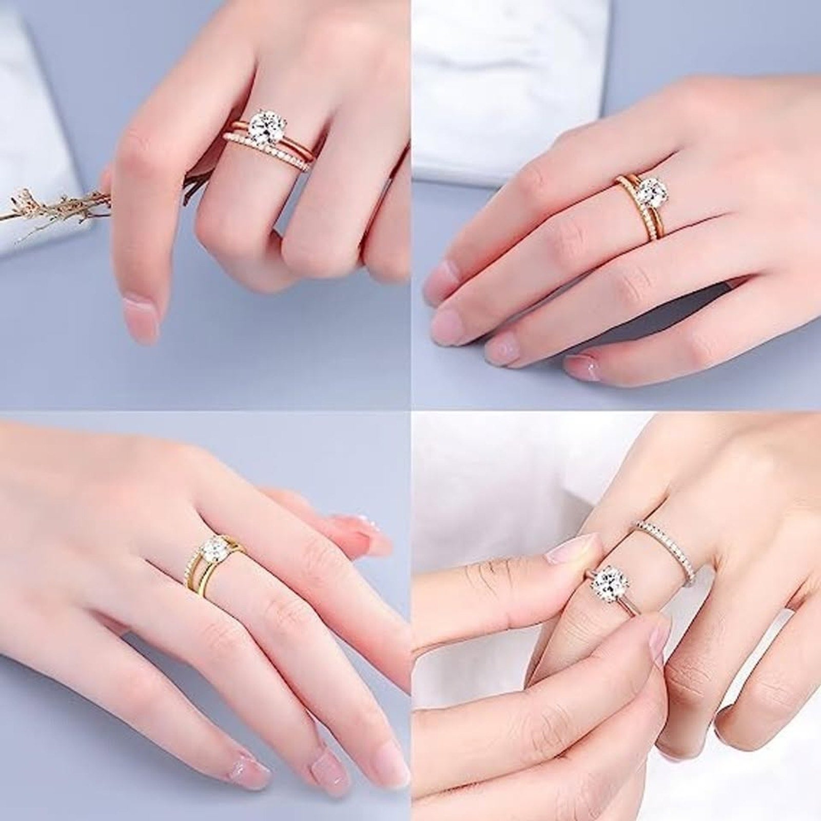 2CT Moissanite Engagement Rings For Women, Round D Color (Not Real Diamond)