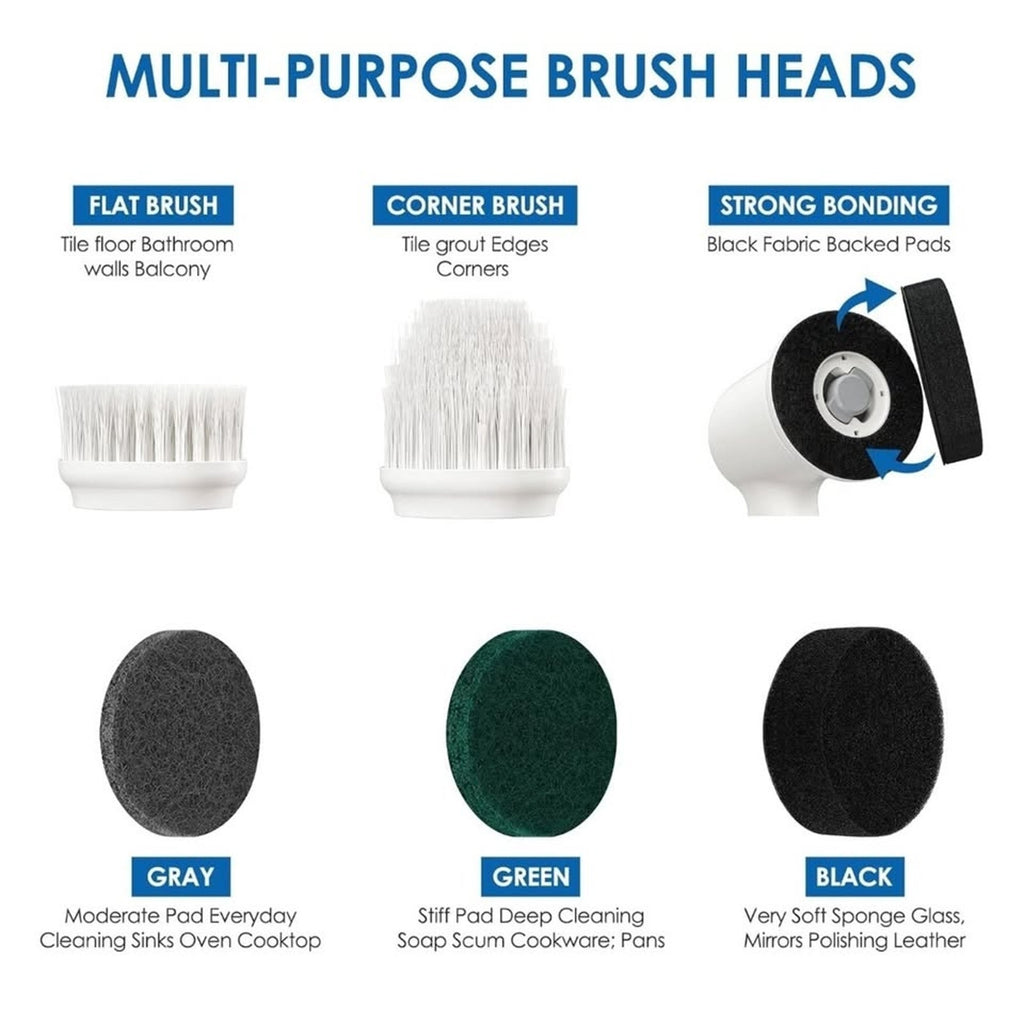 Electric Spin Scrubber Cordless Power Cleaning Brush with 6 Replaceable Heads