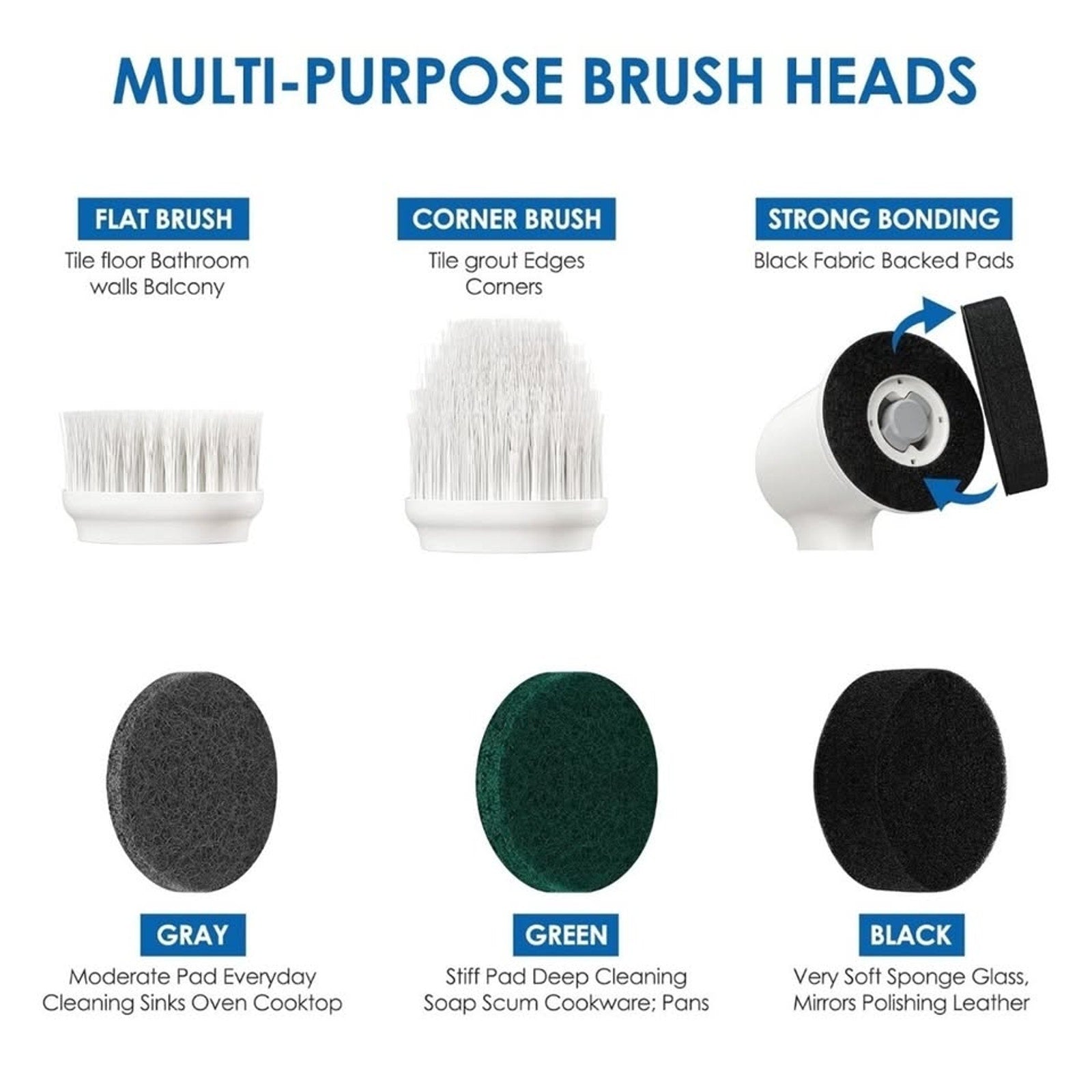 Electric Spin Scrubber Cordless Power Cleaning Brush with 6 Replaceable Heads