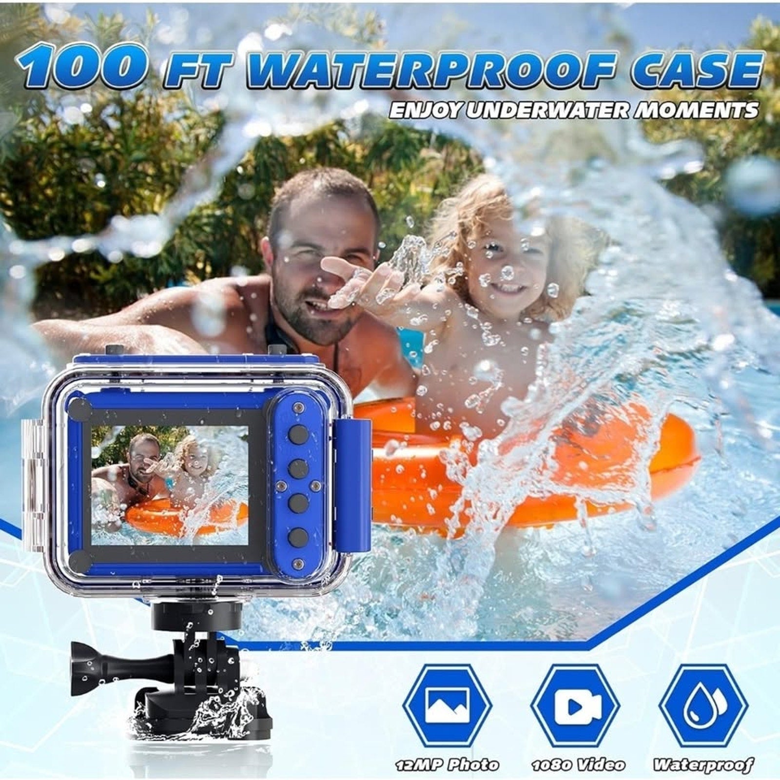 Ziegoal Kids Selfie Waterproof Camera Christmas Birthday Gifts for Boys Age 3-9