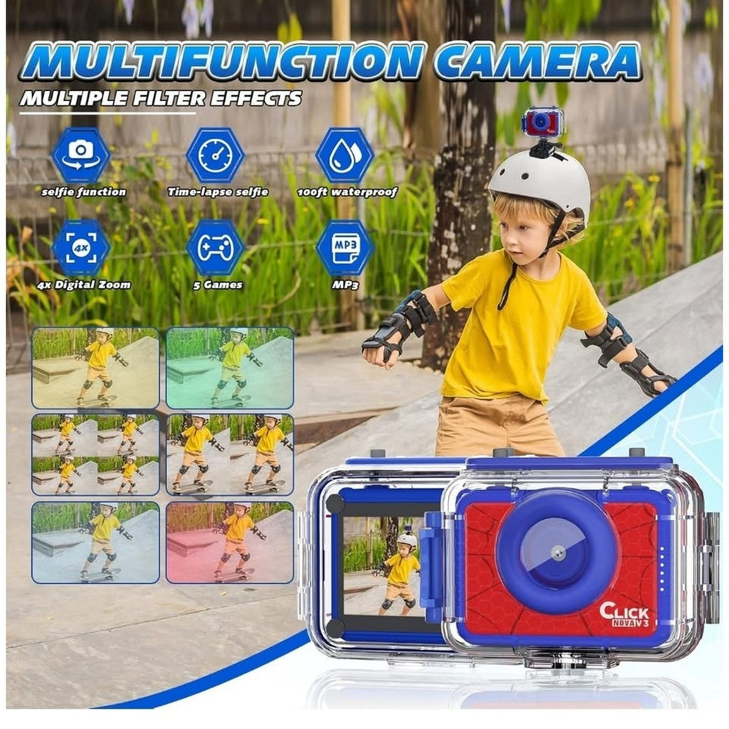 Ziegoal Kids Selfie Waterproof Camera Christmas Birthday Gifts for Boys Age 3-9