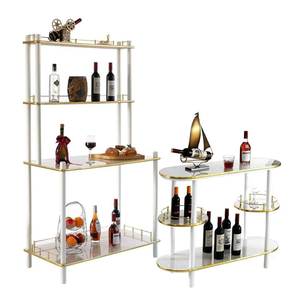 Fabulaxe Set of 2 Pieces, Bartender Serving Display Station, Bar Console Working Counter with Open
