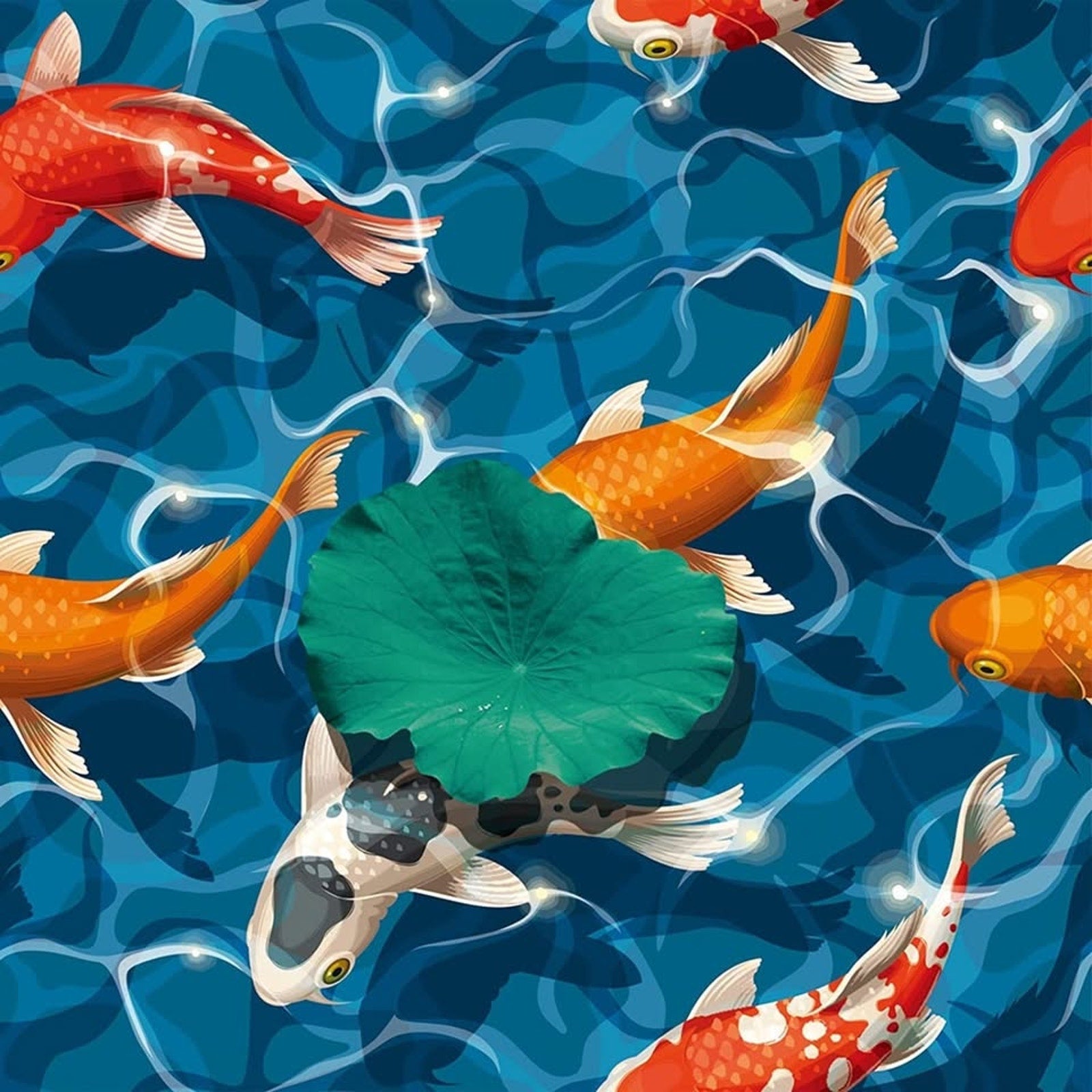 15.74x15.74 inches x 6Pcs Navy Fish in Water Self-Adhesive Decal
