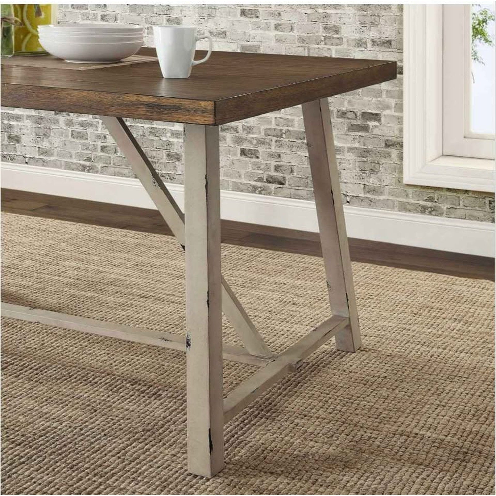 Better Homes and Gardens Collin Wood and Metal Dining Table 58.5" x 35.5" x 30" H