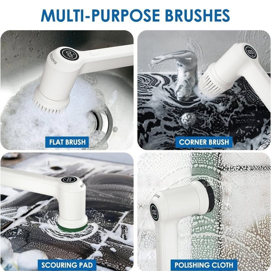 Electric Spin Scrubber Cordless Power Cleaning Brush with 6 Replaceable Heads