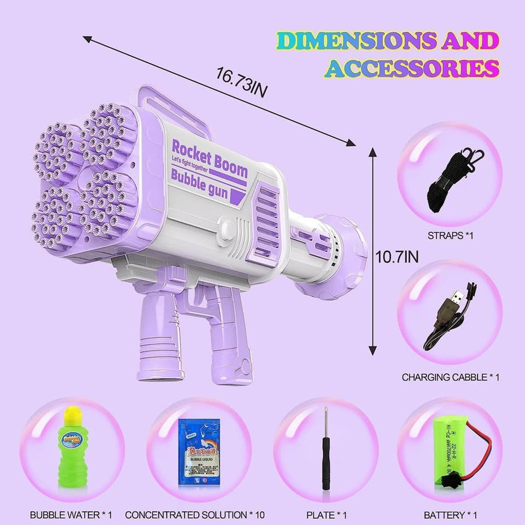 88 Holes Bubble Gun Bazooka, random color With Colorful Lights(Lilac Or Pink)