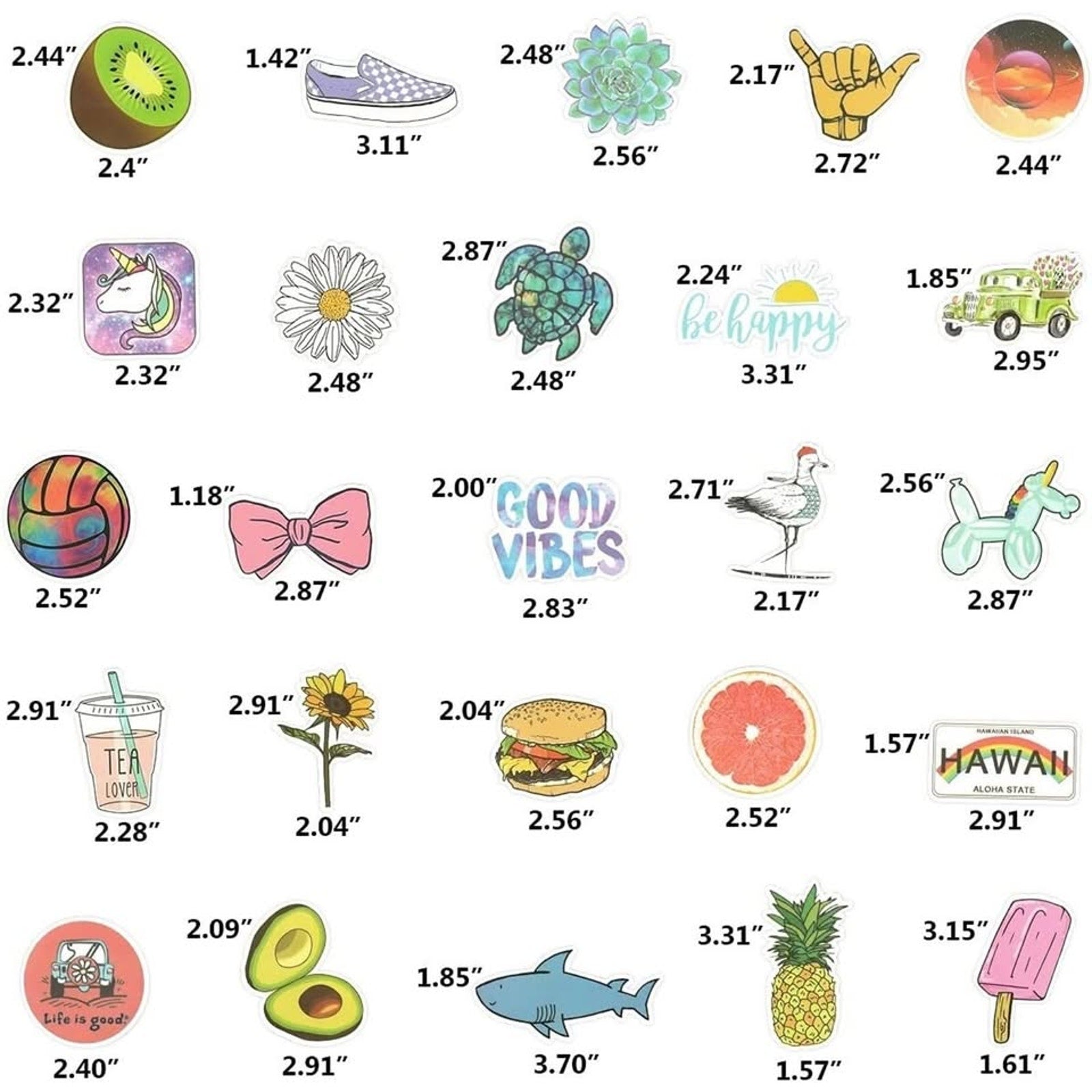Stickers for Water Bottles, 100 Pack/PCS Cute Vsco Vinyl Aesthetic Waterproof...
