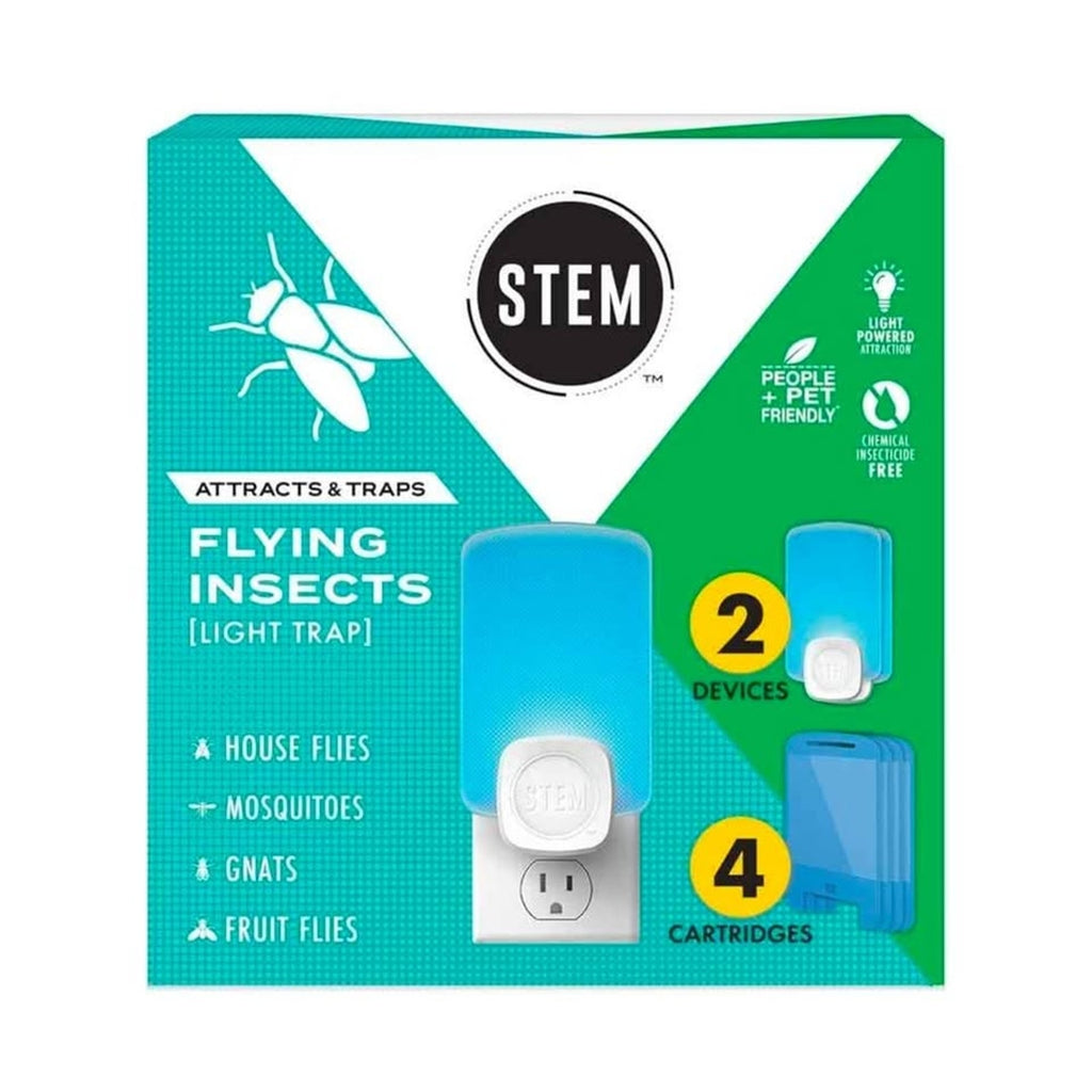 STEM Indoor Fruit Fly  Light Trap,  2 Pack Plug-ins and 4 Cartridge Starter Kit