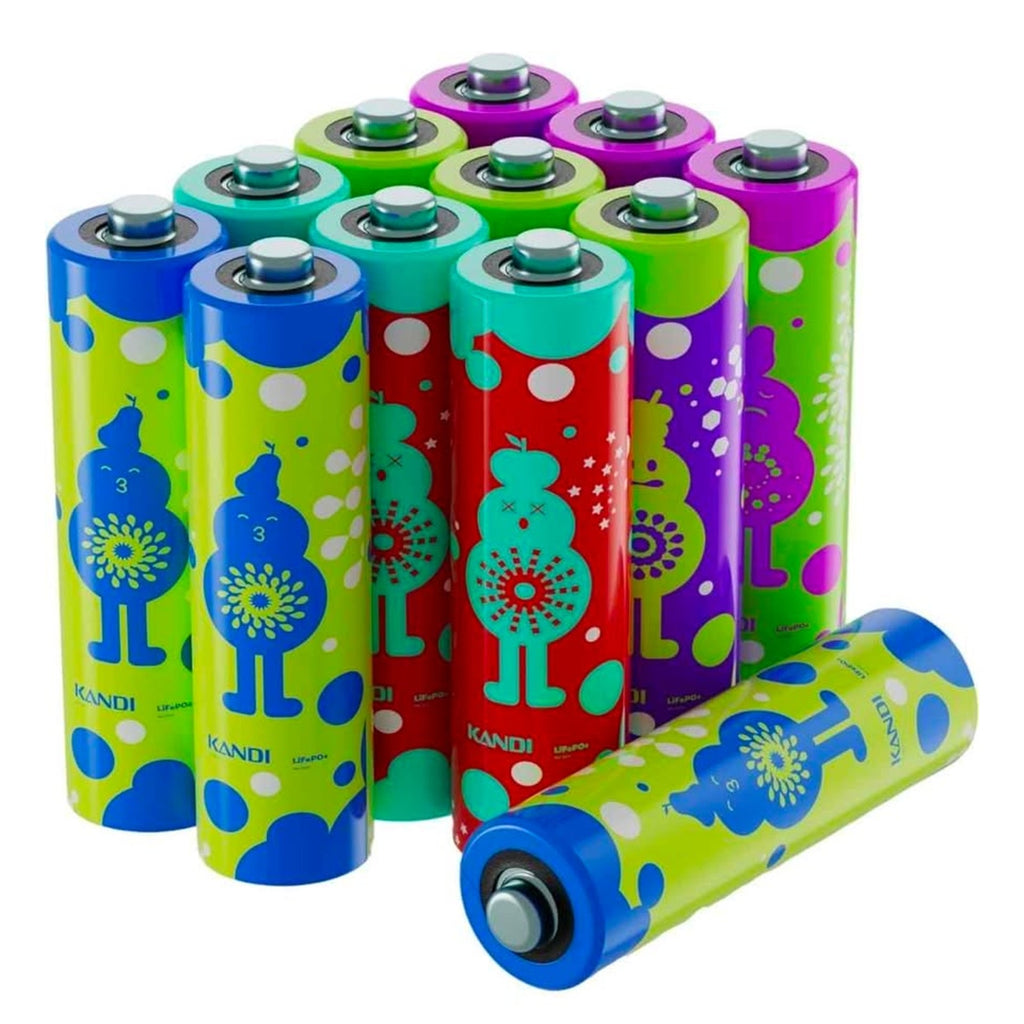 Kandi America AA Lithium Rechargeable Batteries 12 Pack, Double A Long Lasting Rechargeable Batterie