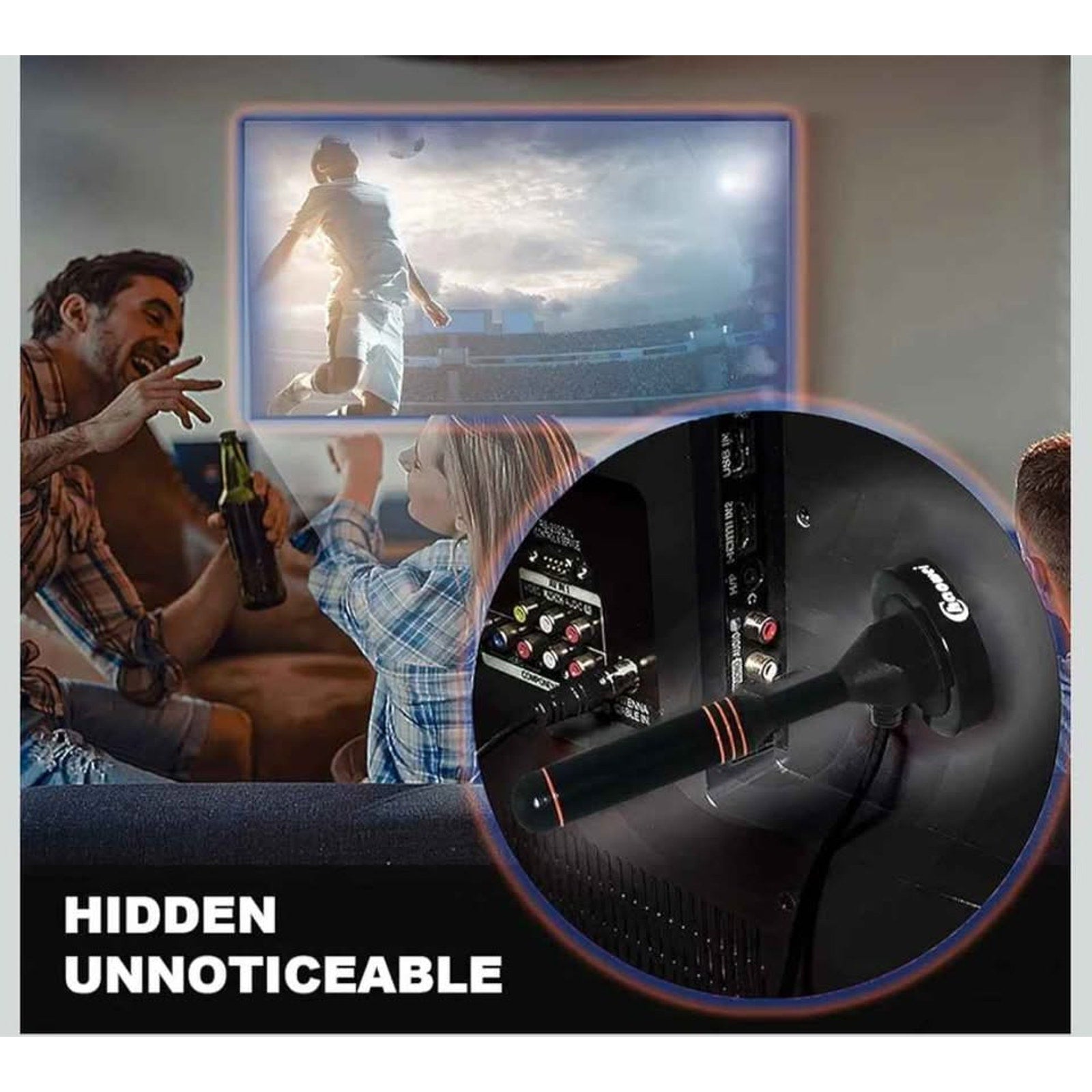 Compact Indoor-Outdoor Digital TV Antenna with 16.5ft Cable & Magnetic Base