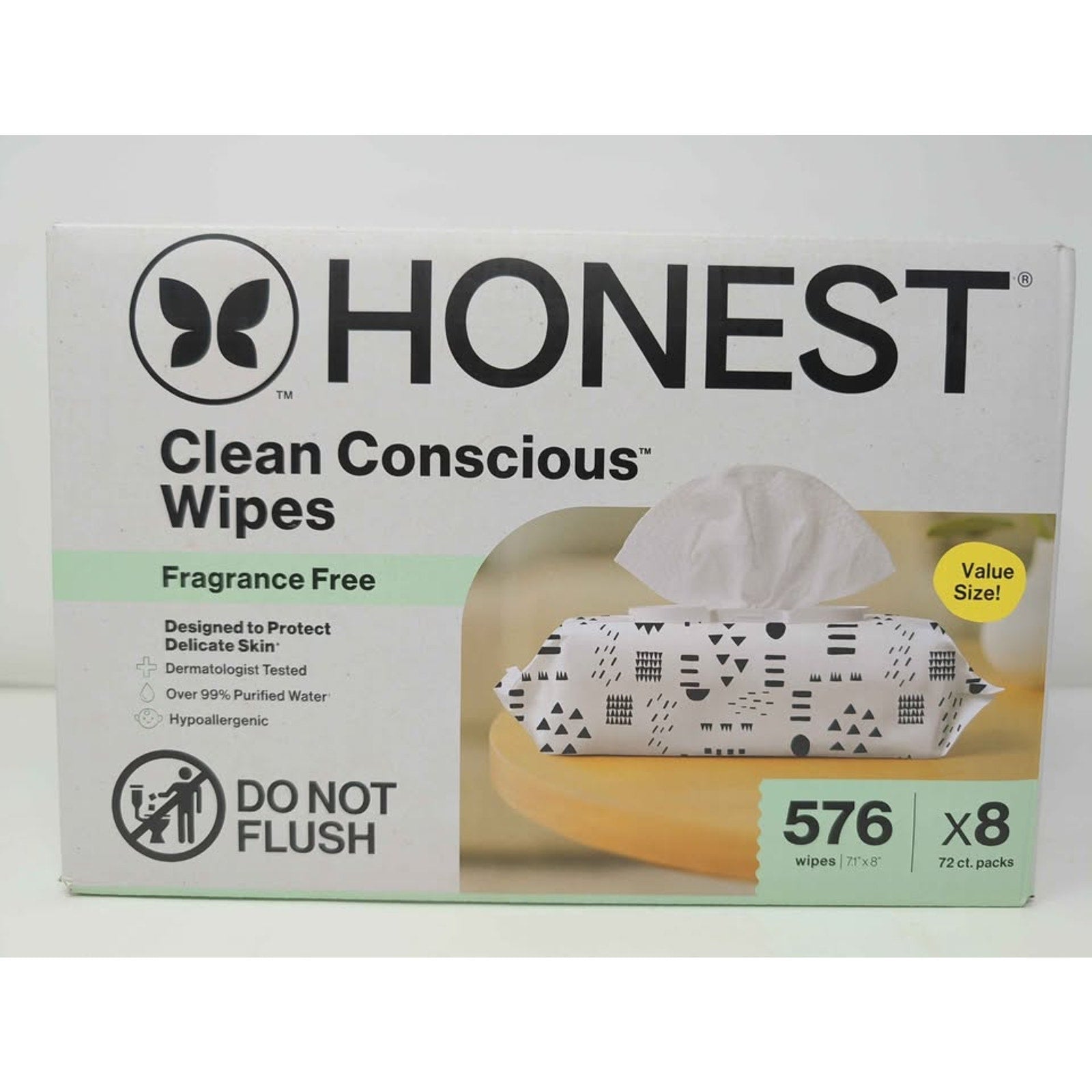 The Honest Company Hypoallergenic Multi-Use Baby Wipes for Sensitive Skin Baby Pattern Play 576 Coun