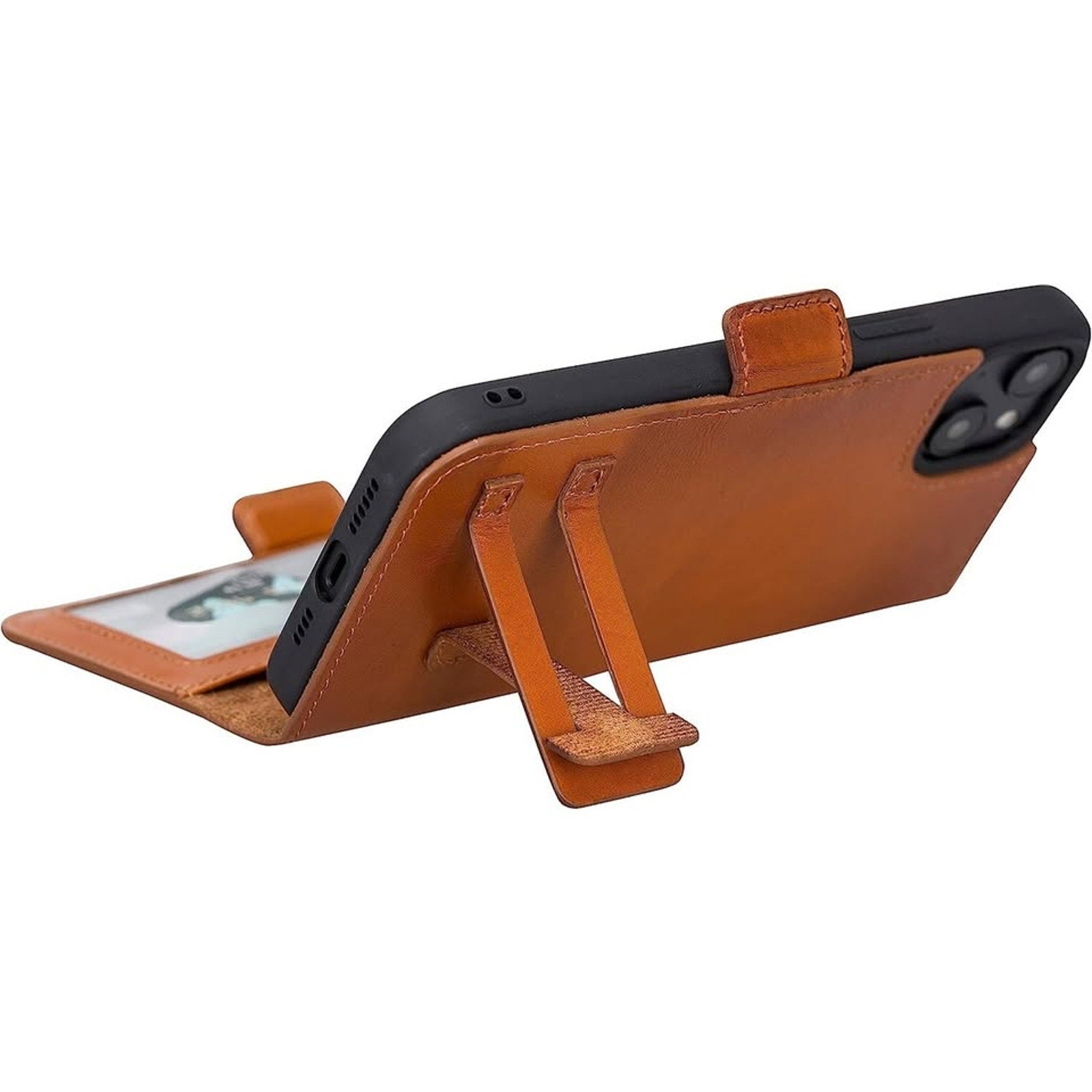 Bayelon iPhone 14 Pro Max Case, Detachable Trifold Genuine Leather Wallet Case