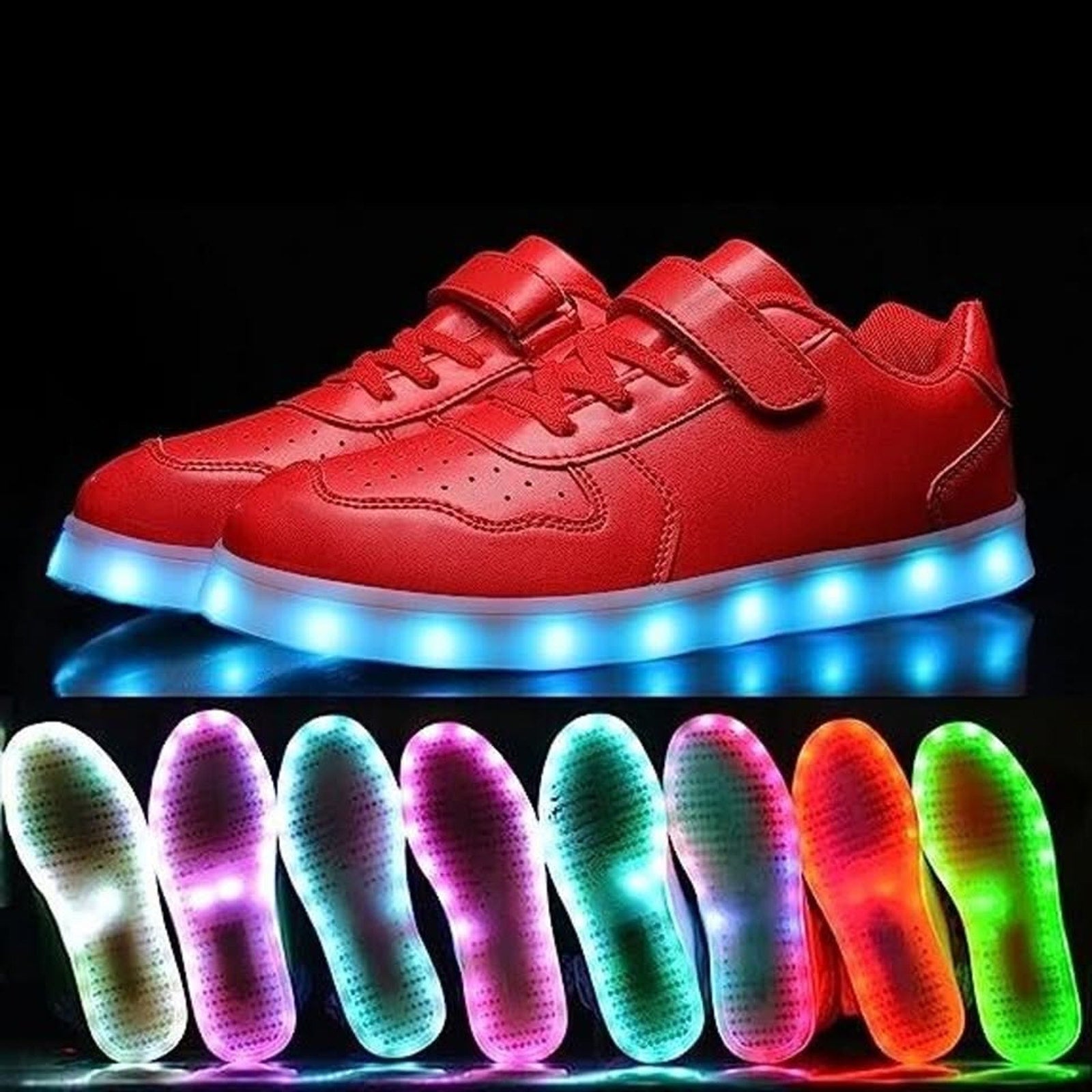 Led Shoes For Kids Usb Charging Light Up Sneakers Glowing Shoe (RED)