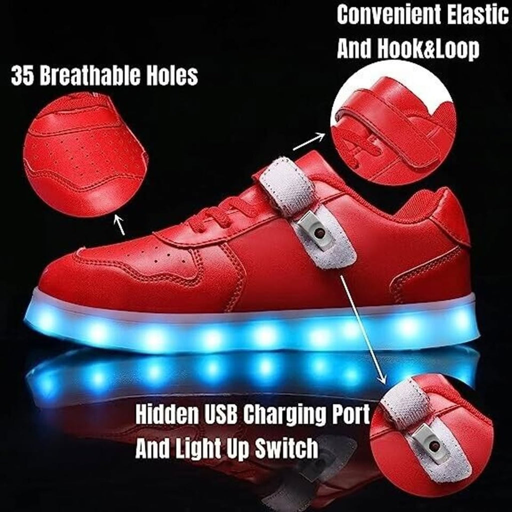 Led Shoes For Kids Usb Charging Light Up Sneakers Glowing Shoe (RED)