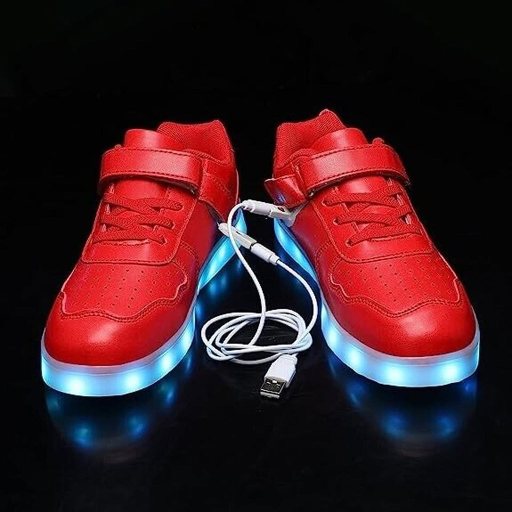 Led Shoes For Kids Usb Charging Light Up Sneakers Glowing Shoe (RED)