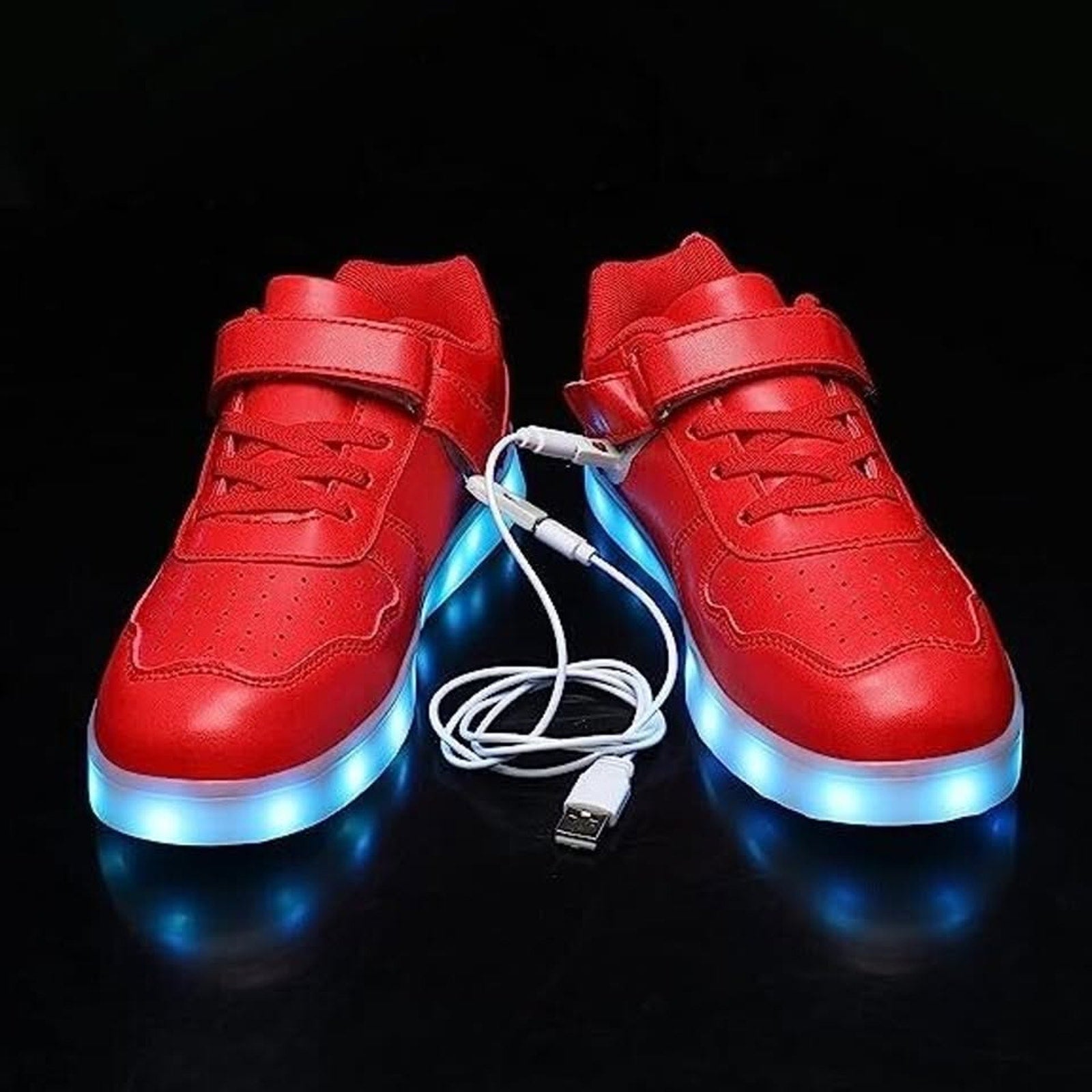 Led Shoes For Kids Usb Charging Light Up Sneakers Glowing Shoe (RED)