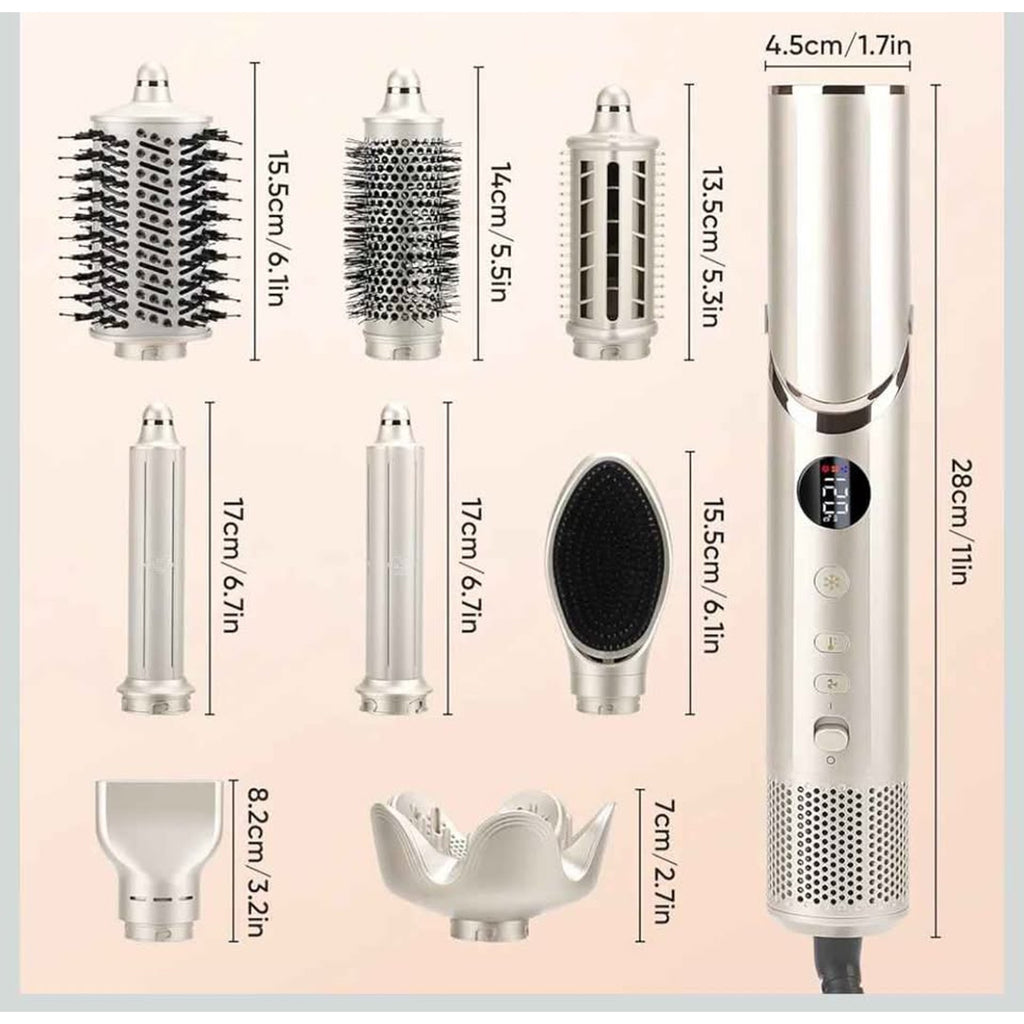 8-in-1 High-Speed Hair Dryer Brush Set - Ionic Hot Air Styler, Auto Curlers