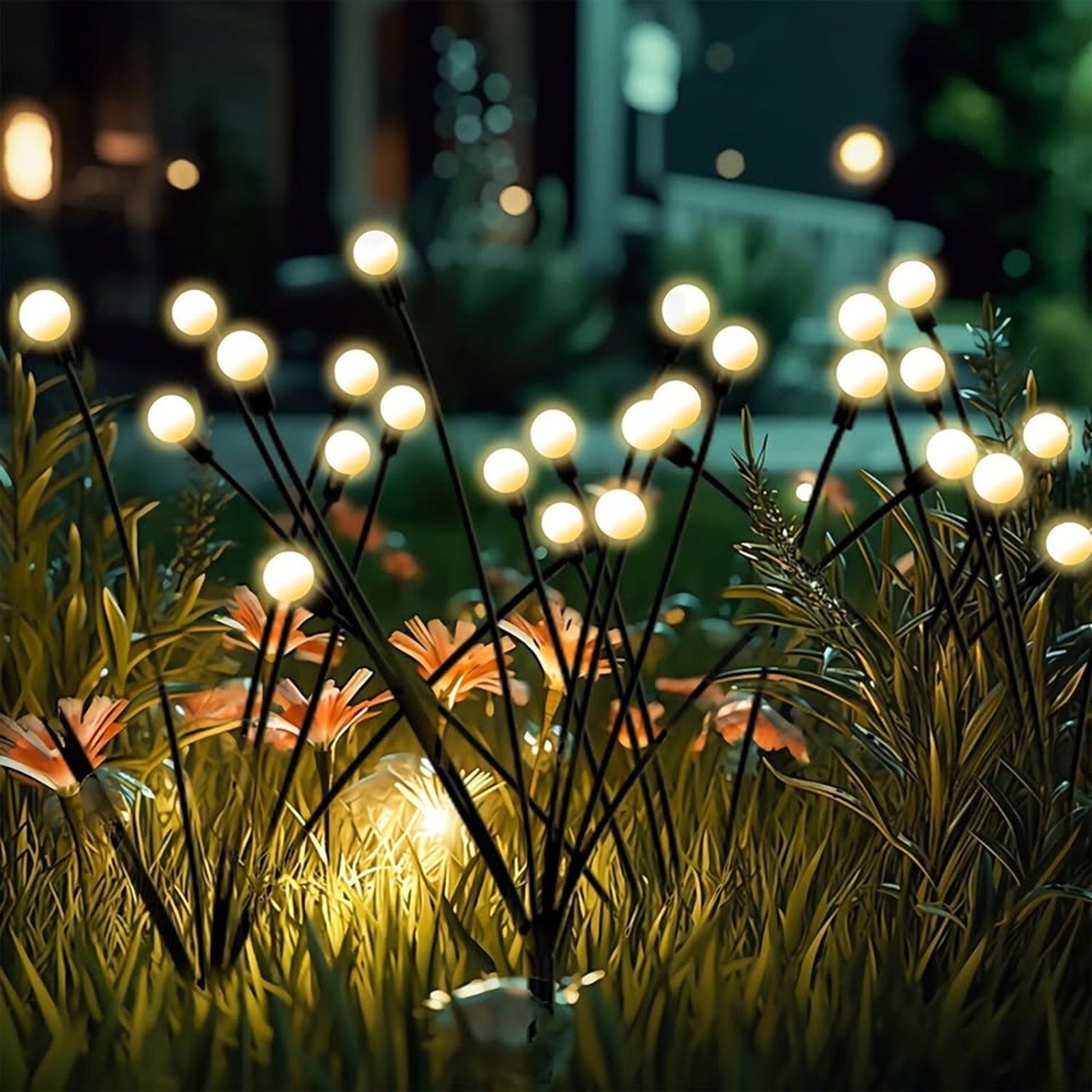 Solar Garden Lights-Firefly Lights, New Upgraded 2 Pieces Together Feature