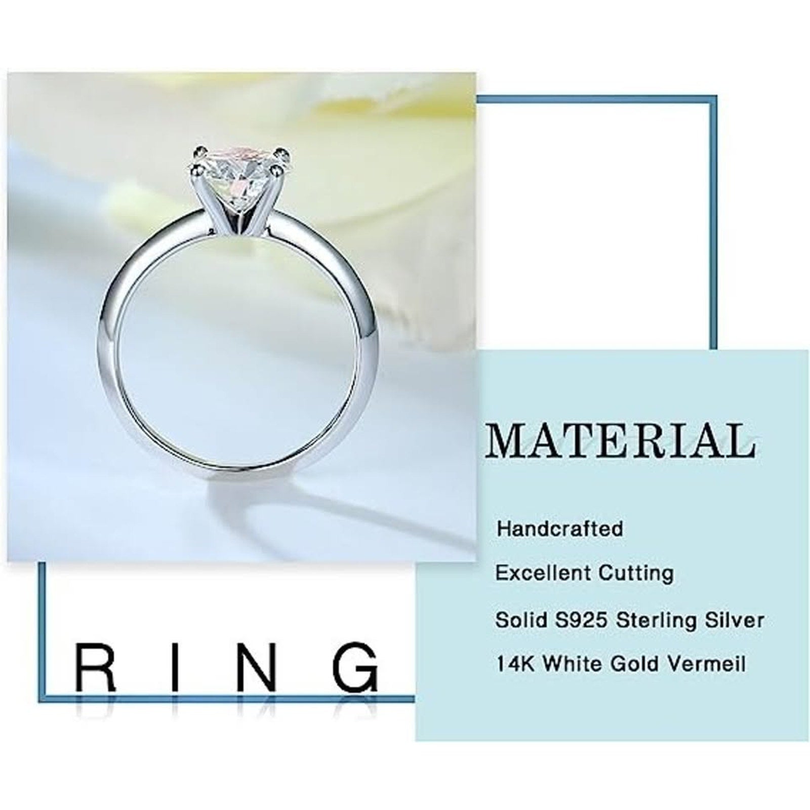 2CT Moissanite Engagement Rings For Women, Round D Color (Not Real Diamond)