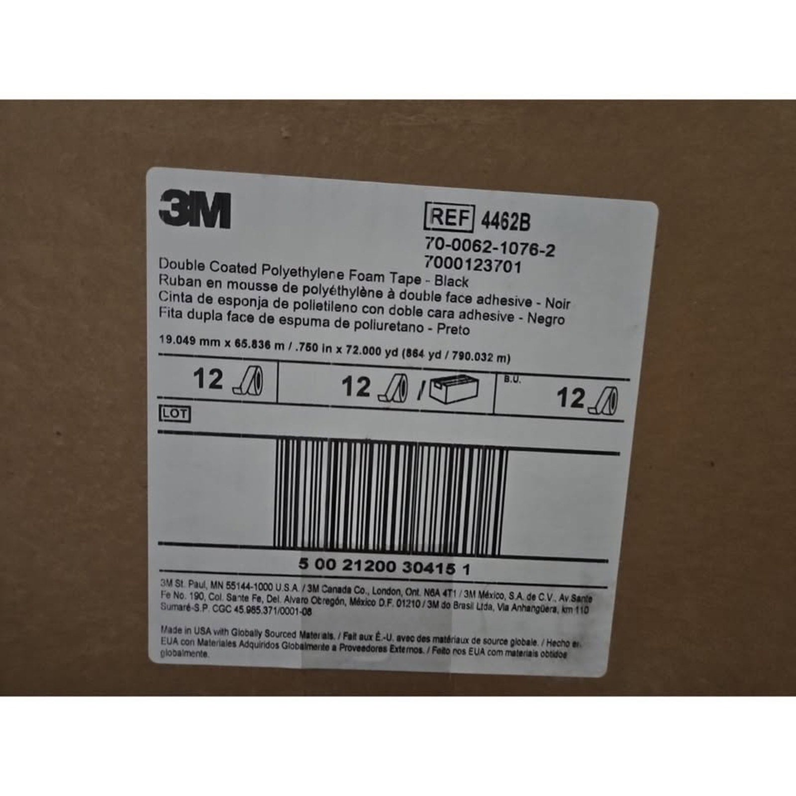 1 ROLLS - 3M Double Coated Polyethylene Foam Tape 4492W, White, 3/4 in x 72 yd