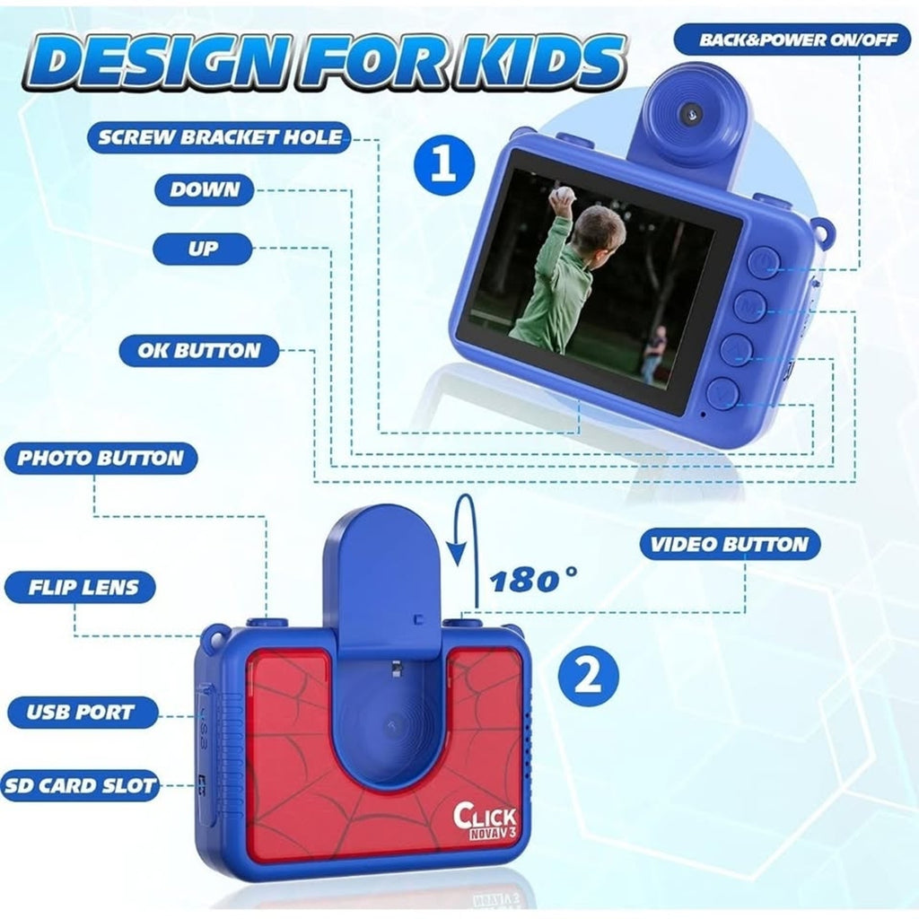 Ziegoal Kids Selfie Waterproof Camera Christmas Birthday Gifts for Boys Age 3-9