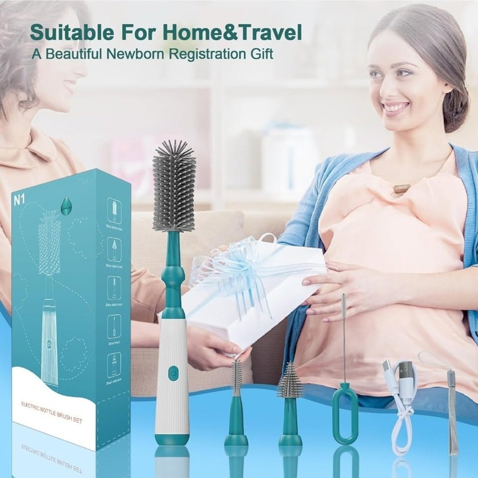 Electric Cleaning Brush Set with ExtensionHandle,4 Piece Multi-Purpose Cleaner