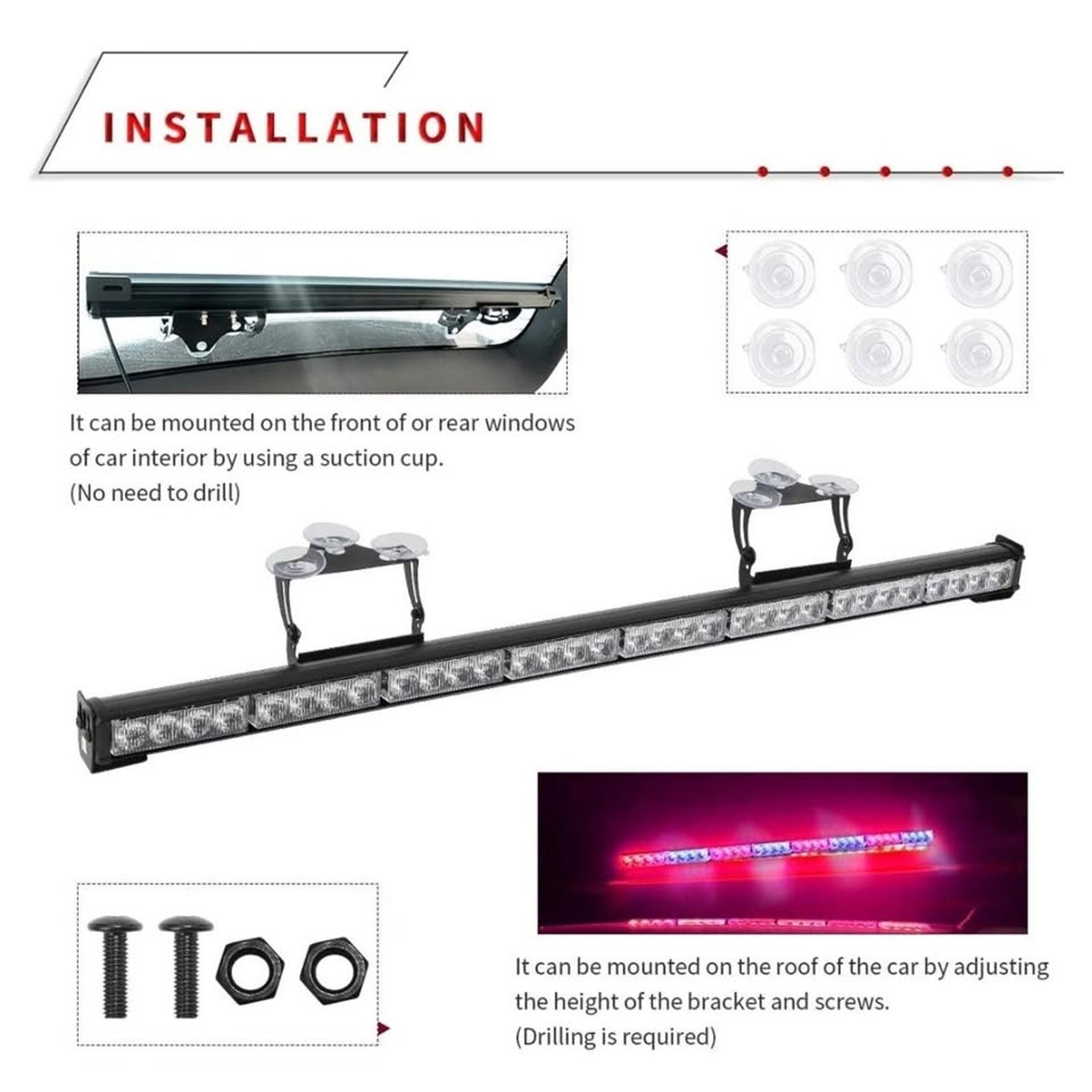 YITAMOTOR 36 Inch Emergency Strobe Light For Car, Suv, Truck