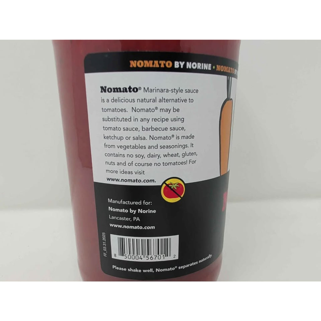 Nomato. Has no tomatoes all natural Tomato Free, Gluten Free, Nut Free and Dairy EXP 12/27
