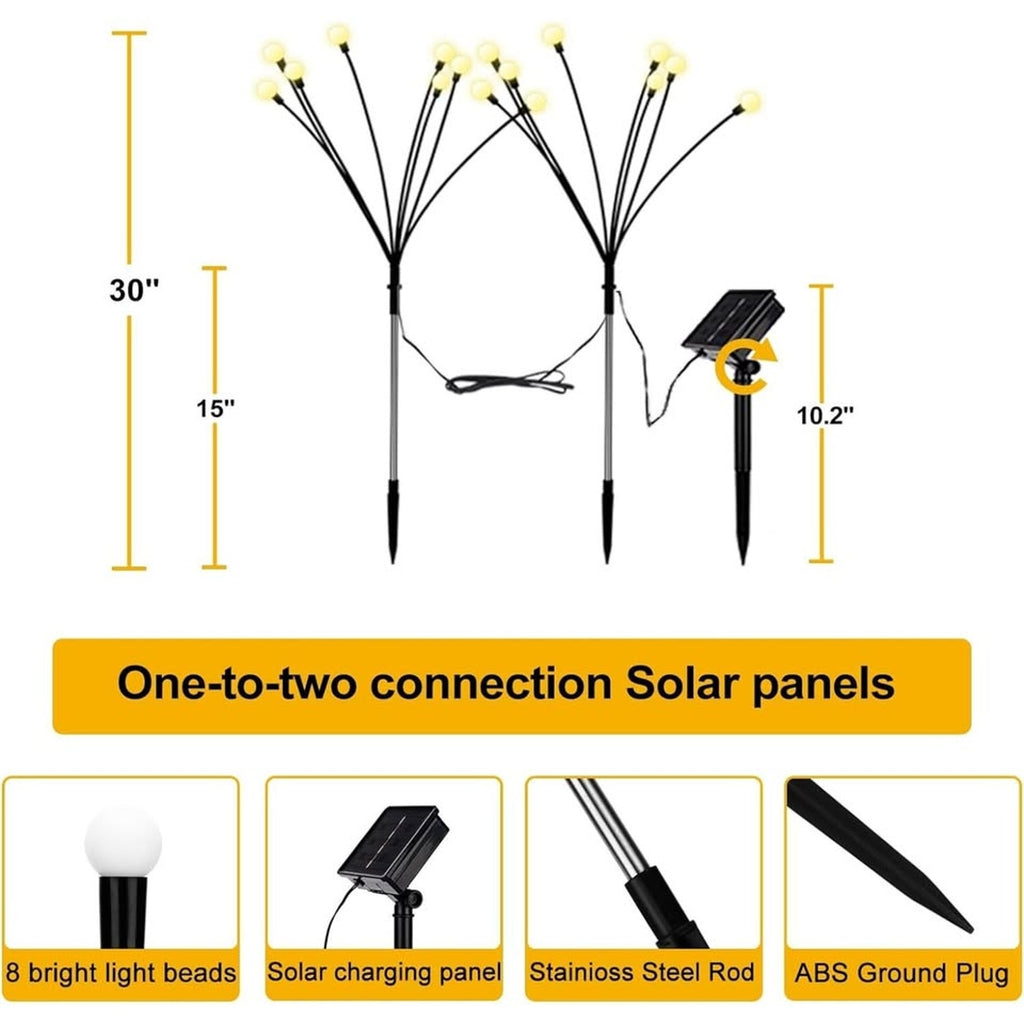 Solar Garden Lights-Firefly Lights, New Upgraded 2 Pieces Together Feature