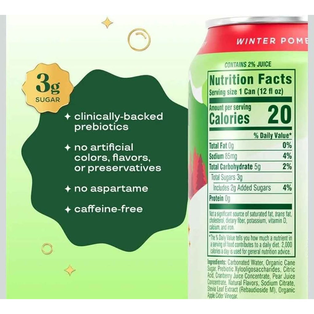 Bloom Pop Prebiotic Soda 12 Pack, Winter Pomberry 12oz Limited Edition