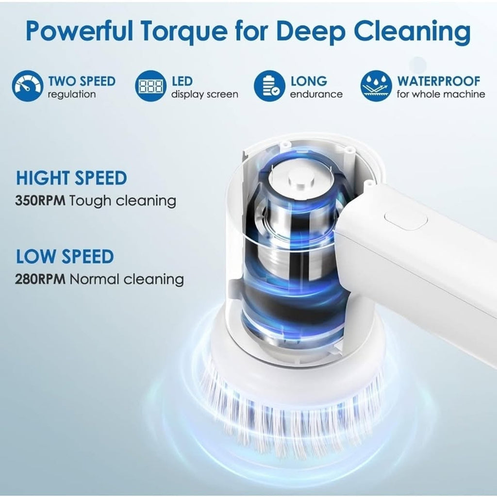 Electric Spin Scrubber Cordless Power Cleaning Brush with 6 Replaceable Heads