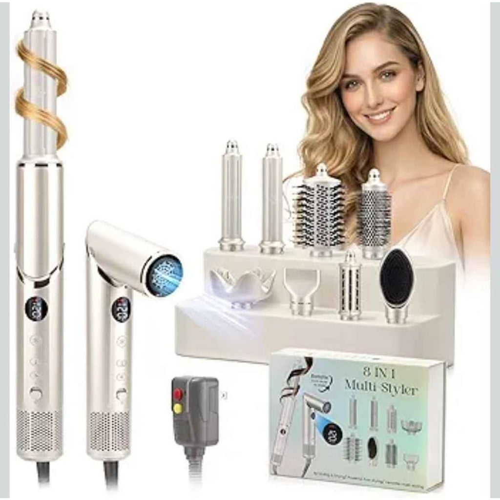 8-in-1 High-Speed Hair Dryer Brush Set - Ionic Hot Air Styler, Auto Curlers