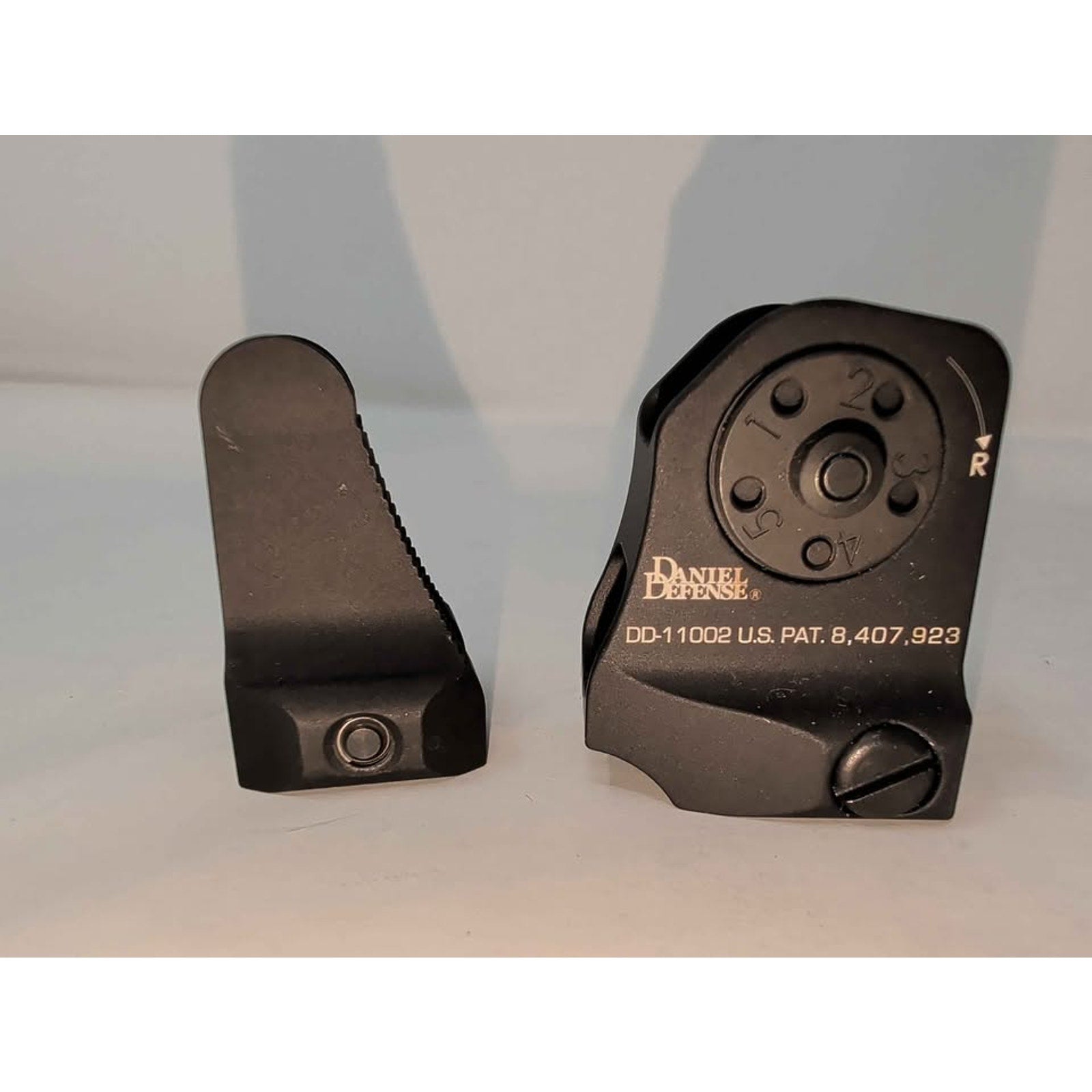 Daniel defense iron sights. Front and back iron sights