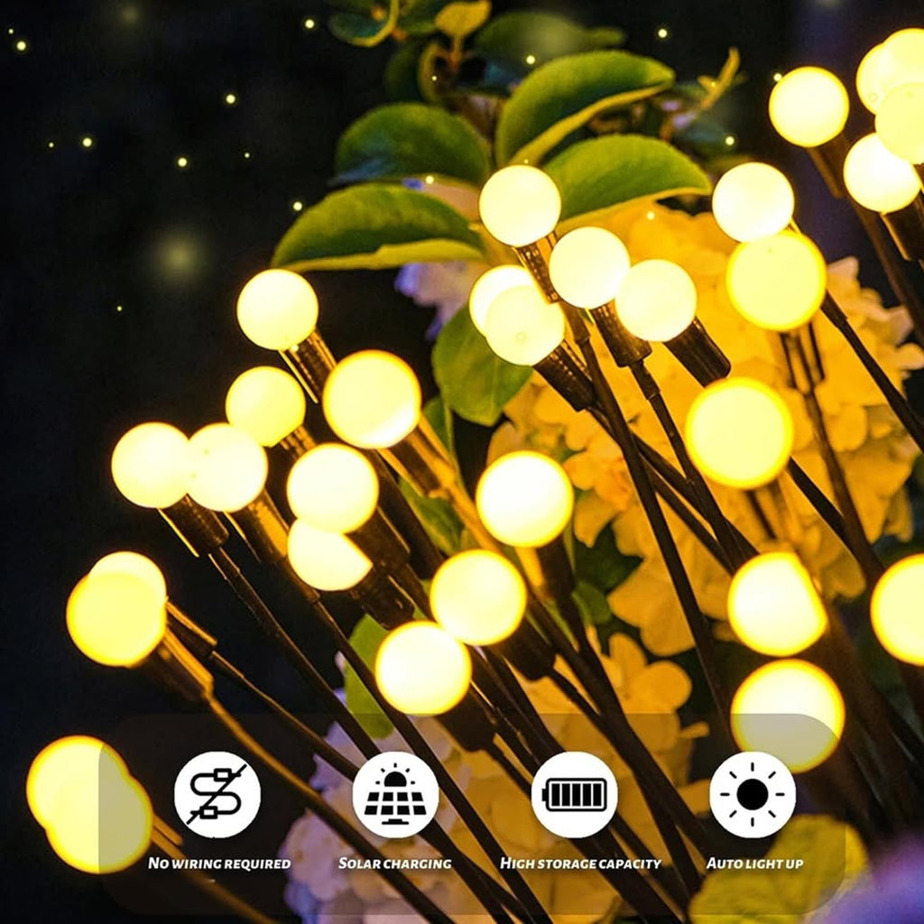 Solar Garden Lights-Firefly Lights, New Upgraded 2 Pieces Together Feature