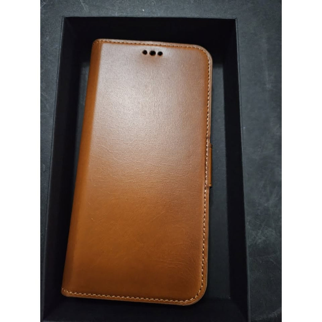 Bayelon iPhone 14 Pro Max Case, Detachable Trifold Genuine Leather Wallet Case