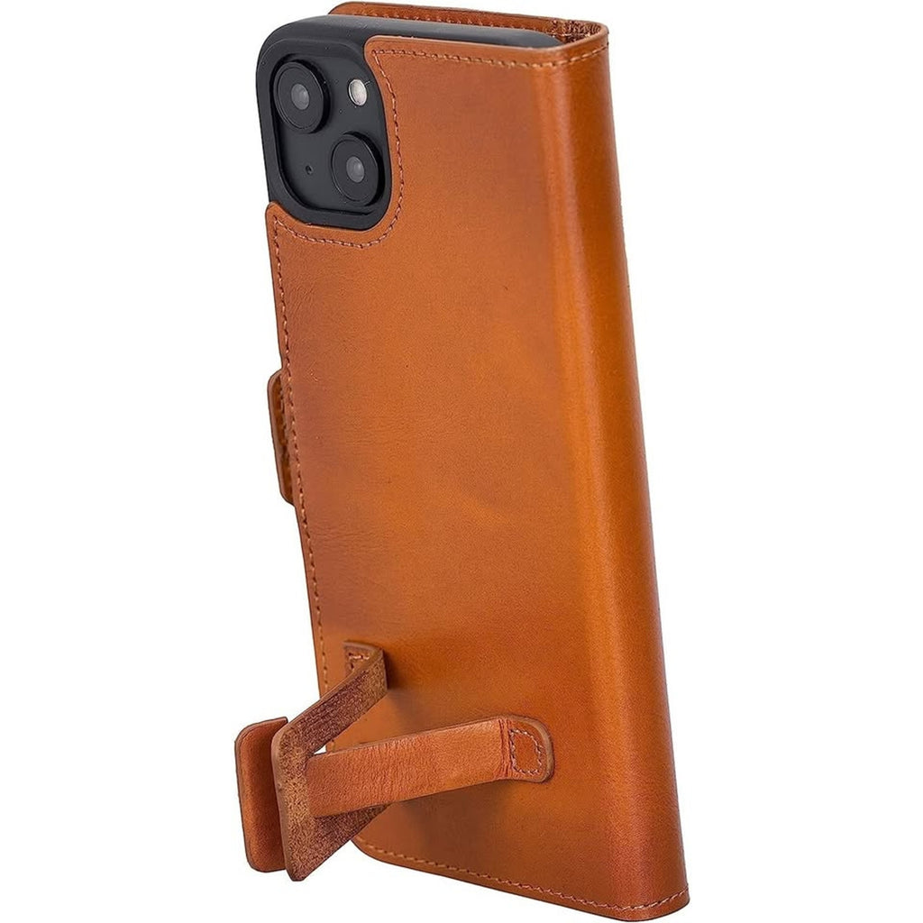Bayelon iPhone 14 Pro Max Case, Detachable Trifold Genuine Leather Wallet Case