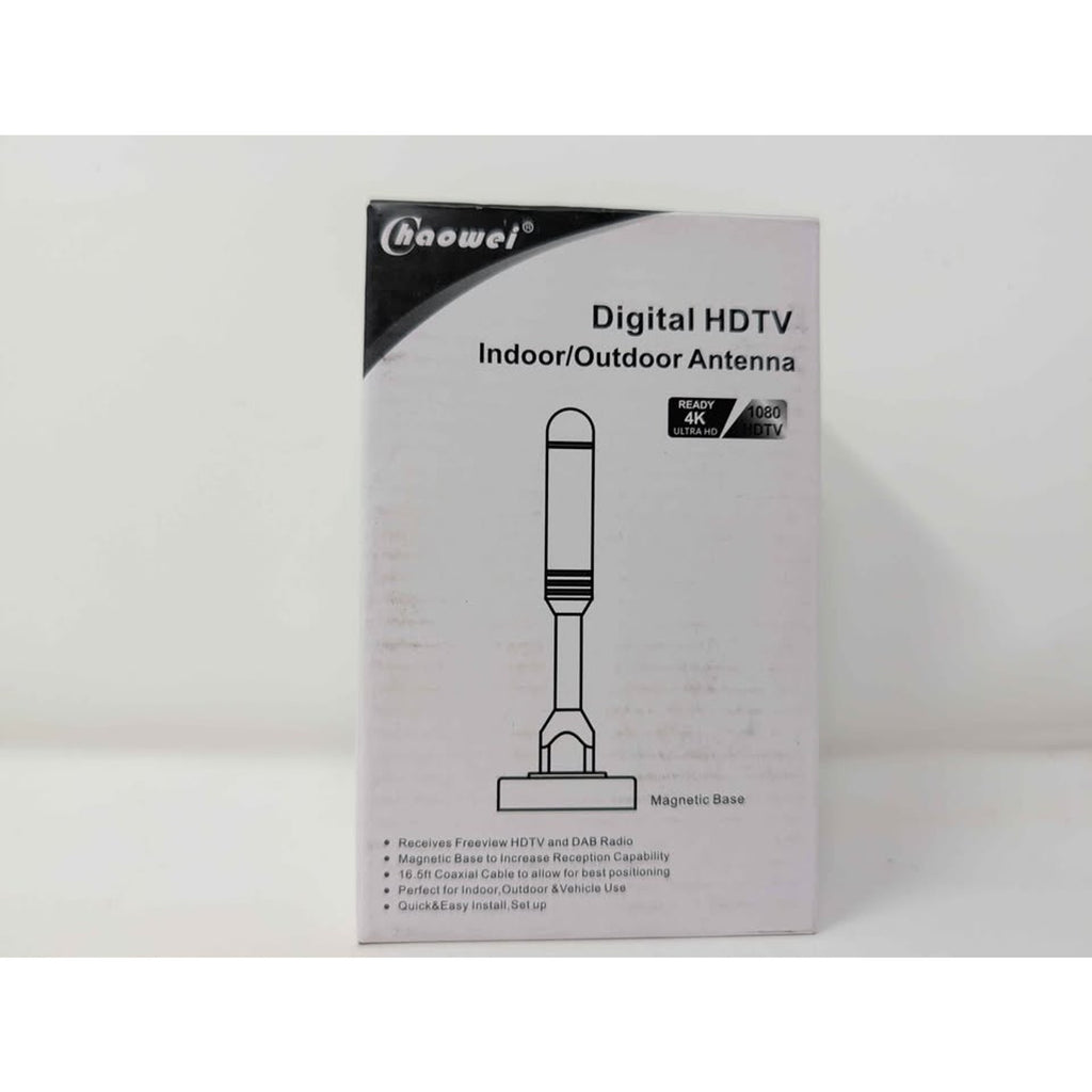 Compact Indoor-Outdoor Digital TV Antenna with 16.5ft Cable & Magnetic Base