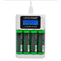 Universal 4 Slot Battery Charger & 1.2 V Ni-MH AA Batteries Set, LCD AA Charger