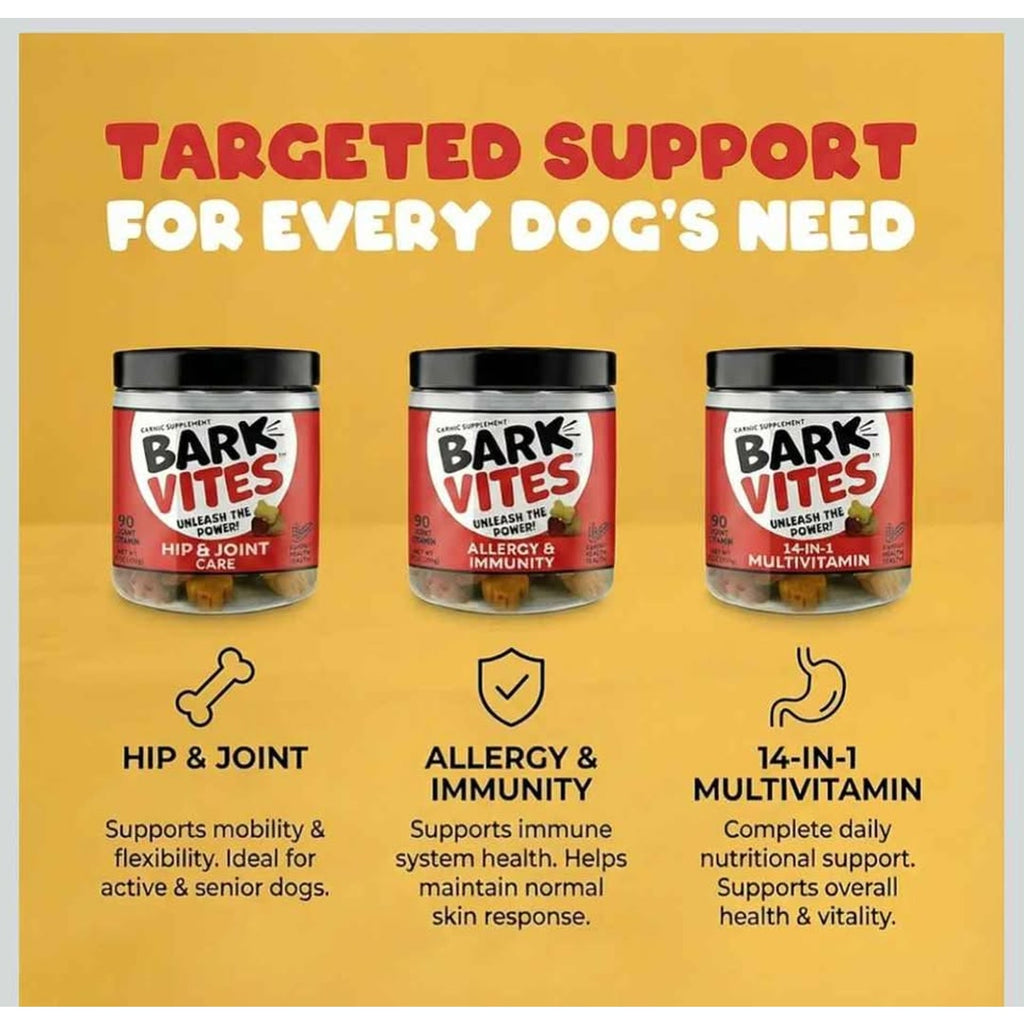 Dog treats. Hip & joint. Allergy & Immunity. 14-1 multivitamin Feb 2/2027