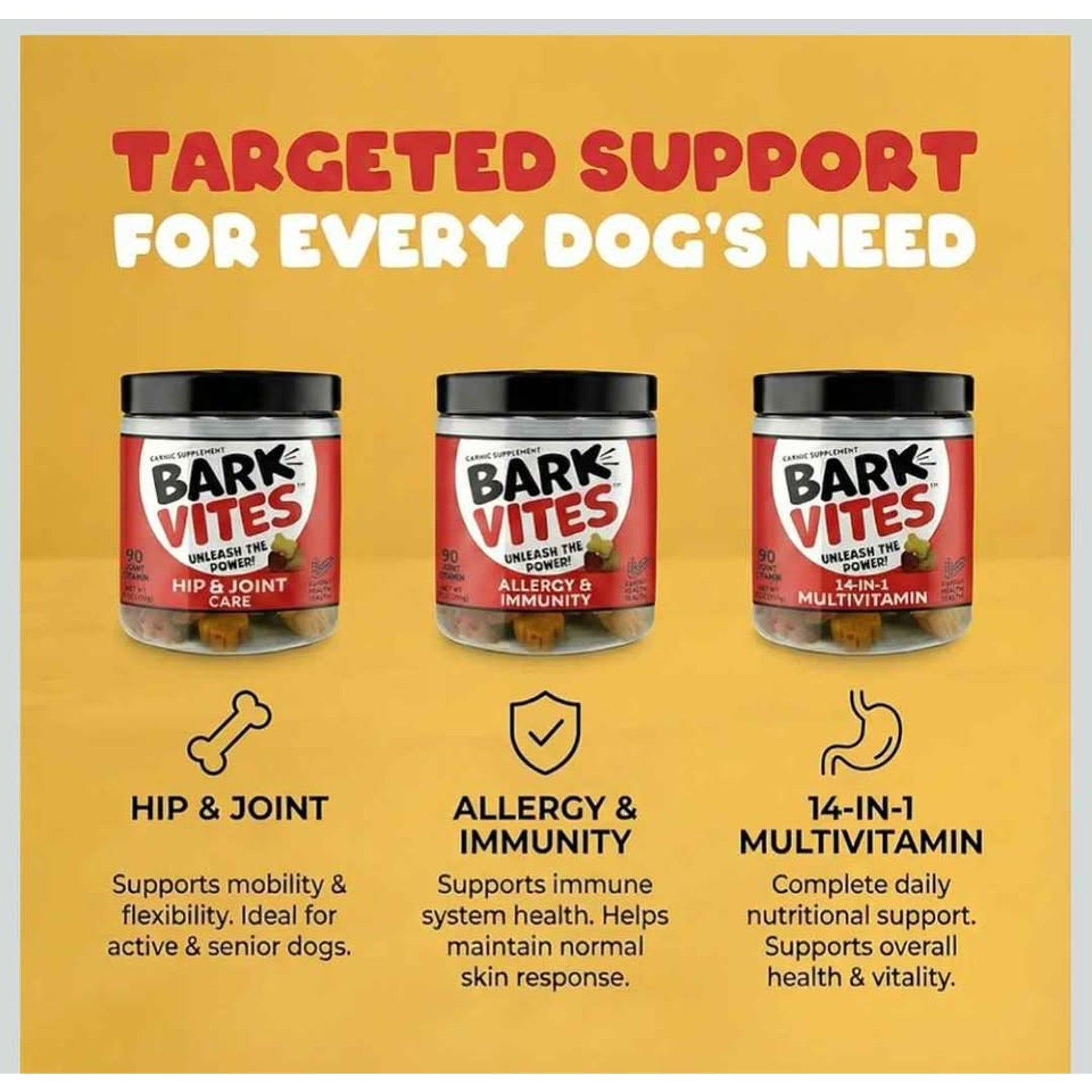 Dog treats. Hip & joint. Allergy & Immunity. 14-1 multivitamin Feb 2/2027