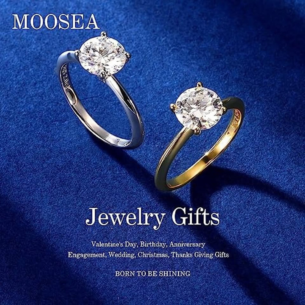2CT Moissanite Engagement Rings For Women, Round D Color (Not Real Diamond)